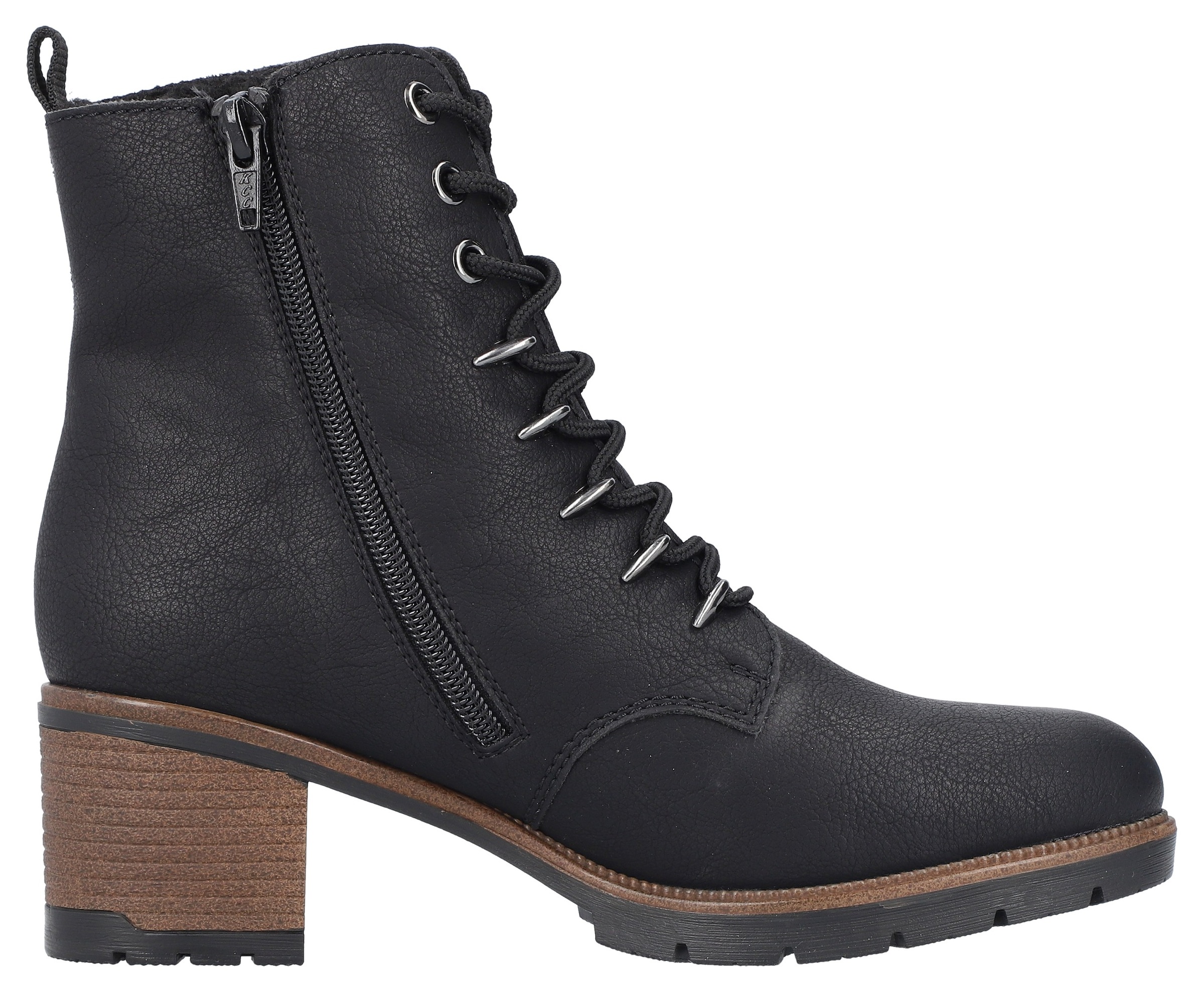 Rieker Winterstiefelette, Schnürstiefelette, Schnürboots, Blockabsatz, schmale Form