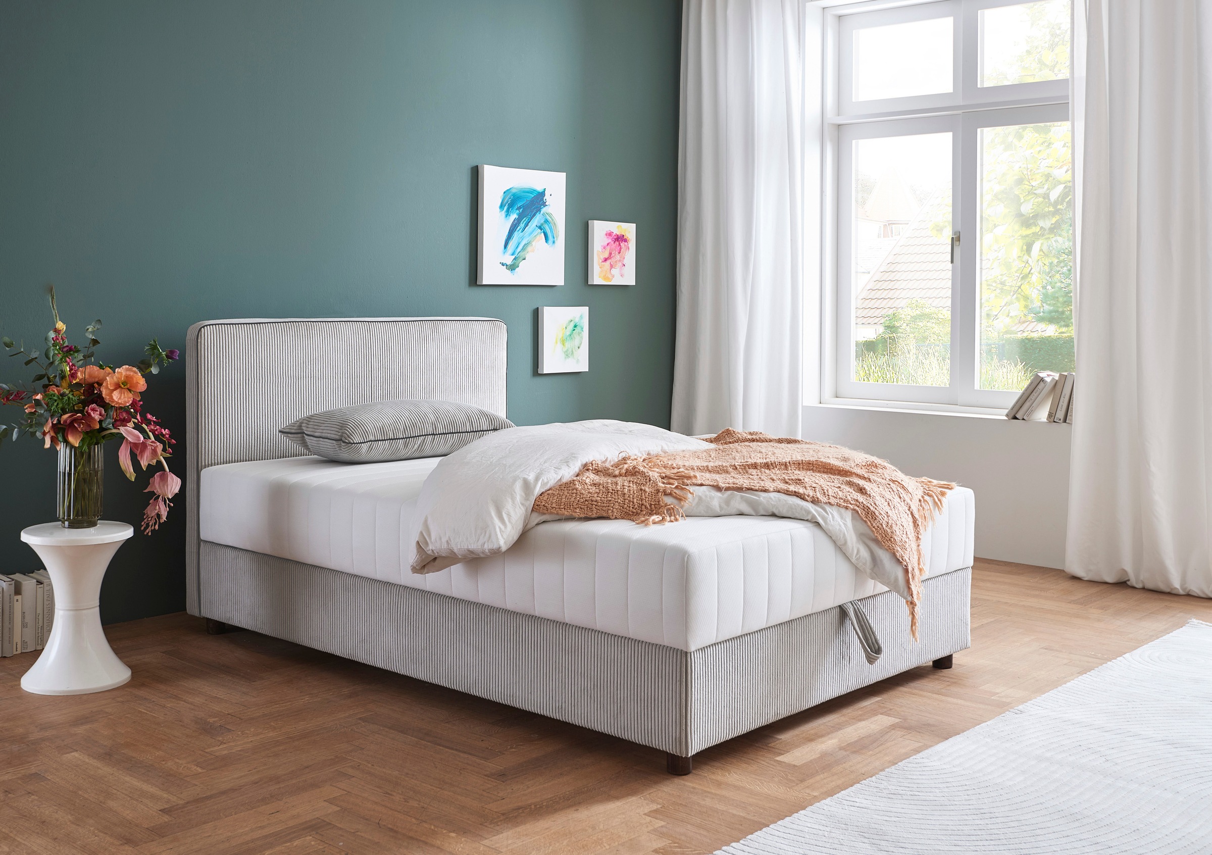 ATLANTIC home collection Bett »Corinna«, Boxbett inkl. Stauraum, Cord, erhältlich in unterschiedlichen Breiten