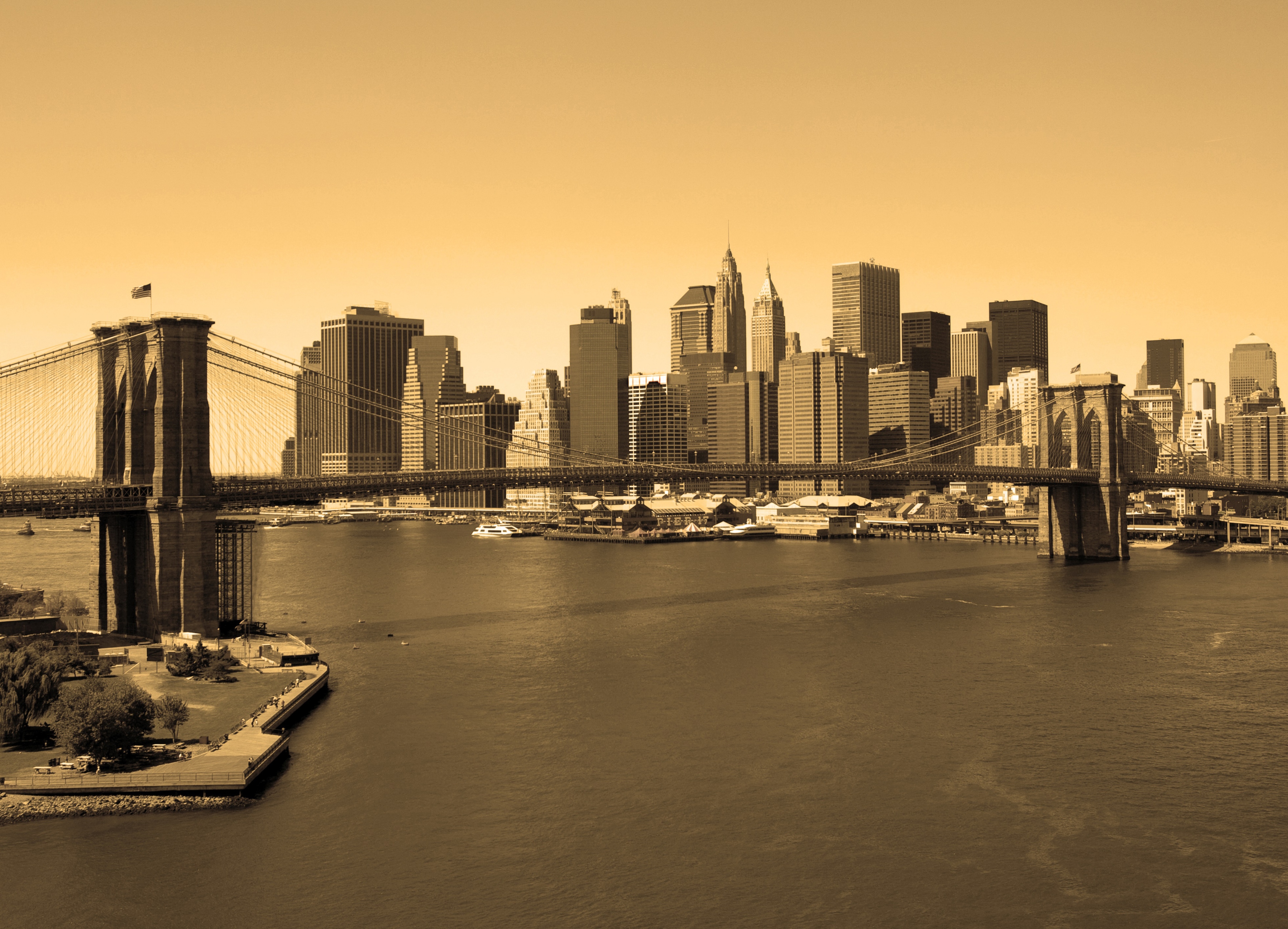 Papermoon Fototapete "Brooklyn Bridge in Sepia" glatt
