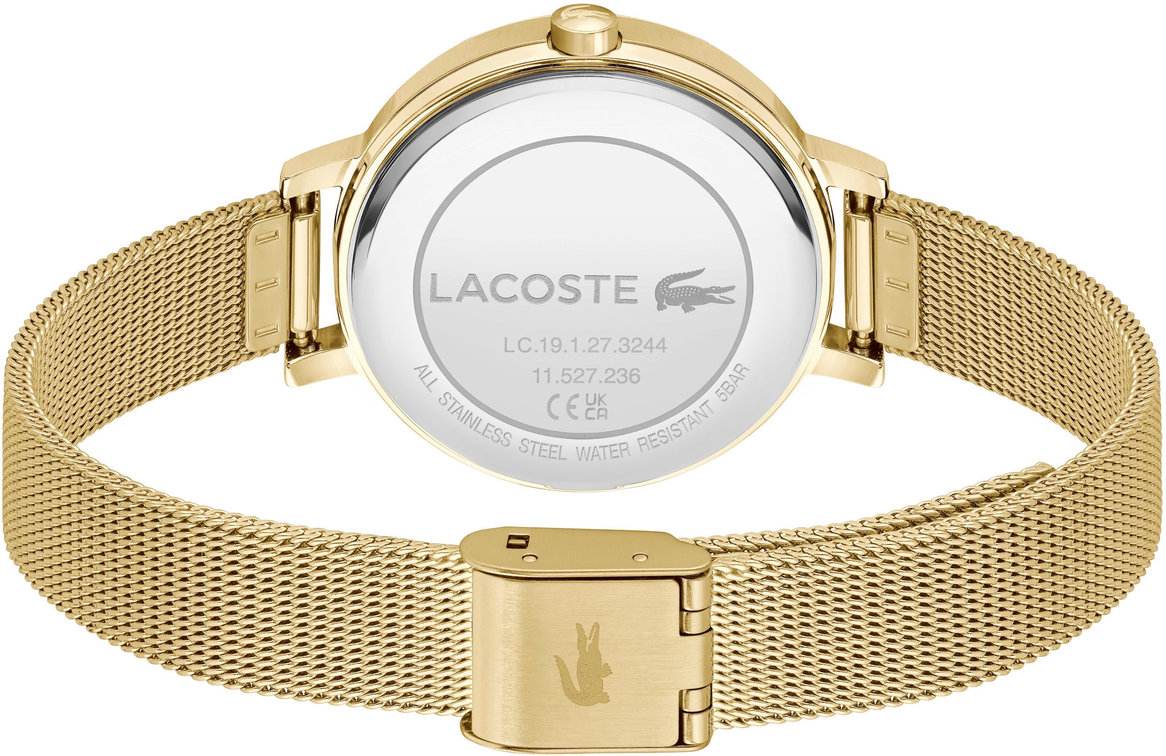 Lacoste Quarzuhr »RIGA«, Armbanduhr, Damenuhr, Edelstahlarmband, analog, Glaskristalle