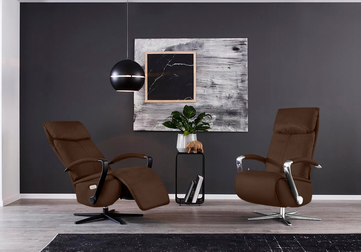 Relaxsessel W.SCHILLIG "rumbaa", braun (chocolate s37), B:73cm H:115cm T:84cm, Stoff S37 (100% Polyester): Luxus-Microfaser in Lederoptik, Sessel, Relaxsessel, wahlweise mit Doppelmotor, in Größen S, M & L, mit 5-Sternfuß