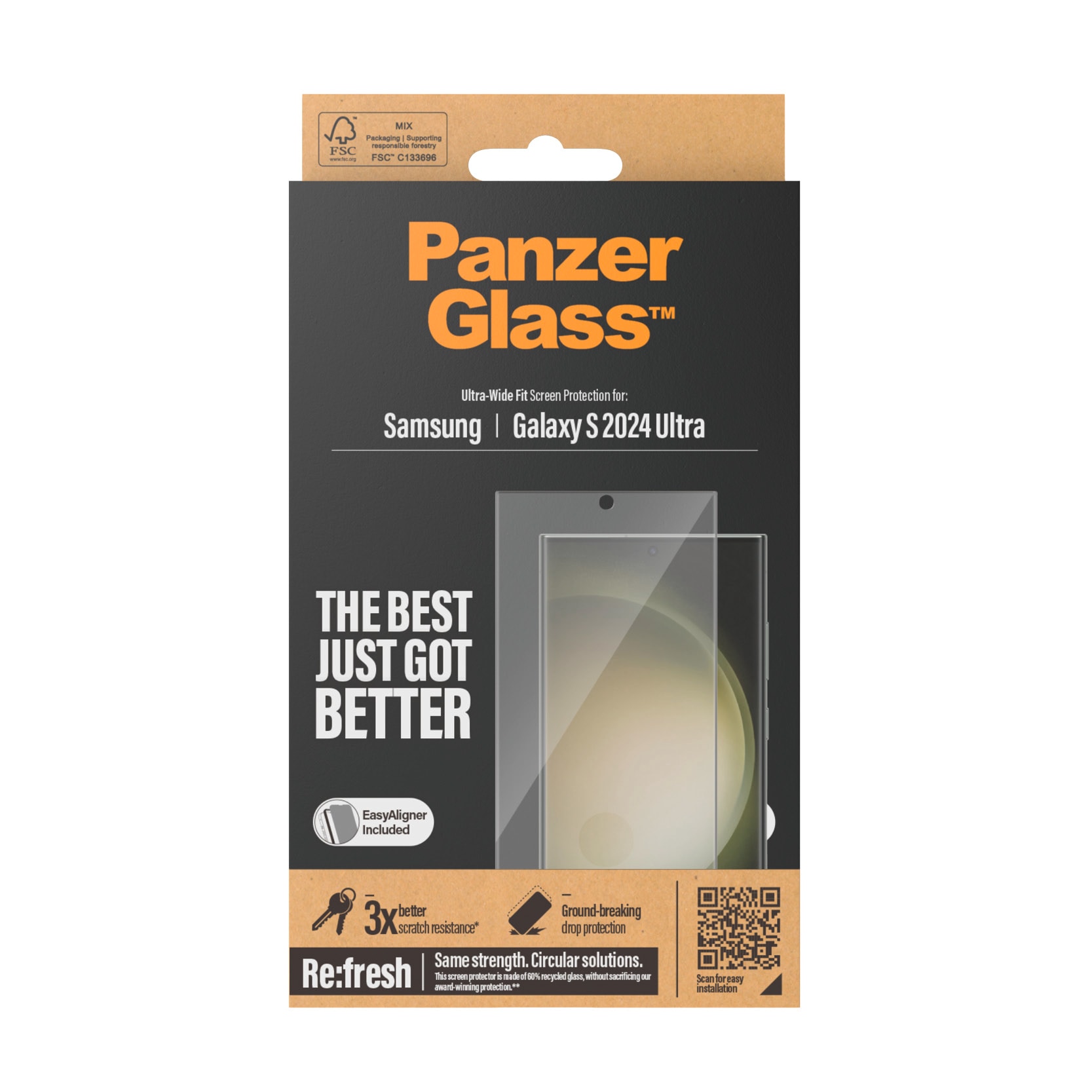 PanzerGlass Displayschutzglas »Ultra Wide Fit Screen Protector«, für Samsung Galaxy S24 Ultra, Displayschutzfolie, stoßfest, kratzbeständig