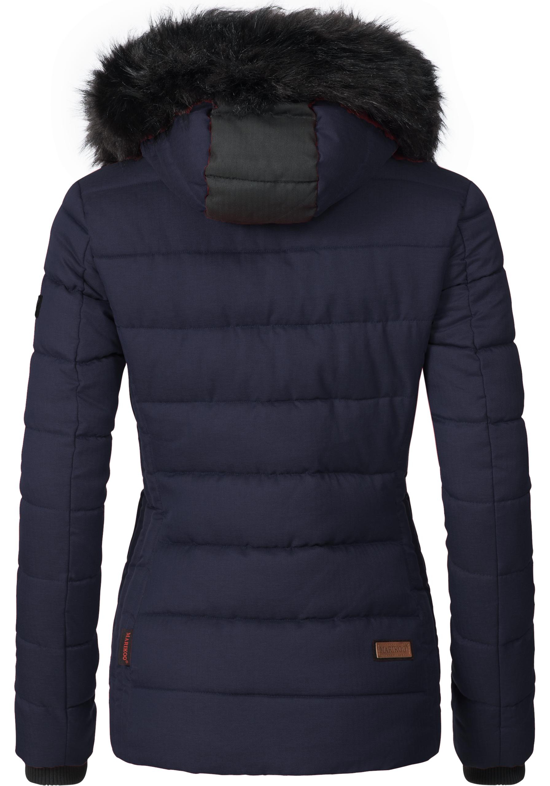 Marikoo Steppjacke »Unique«, mit Kapuze, modische Winterjacke mit Kunstpelz-Kapuze