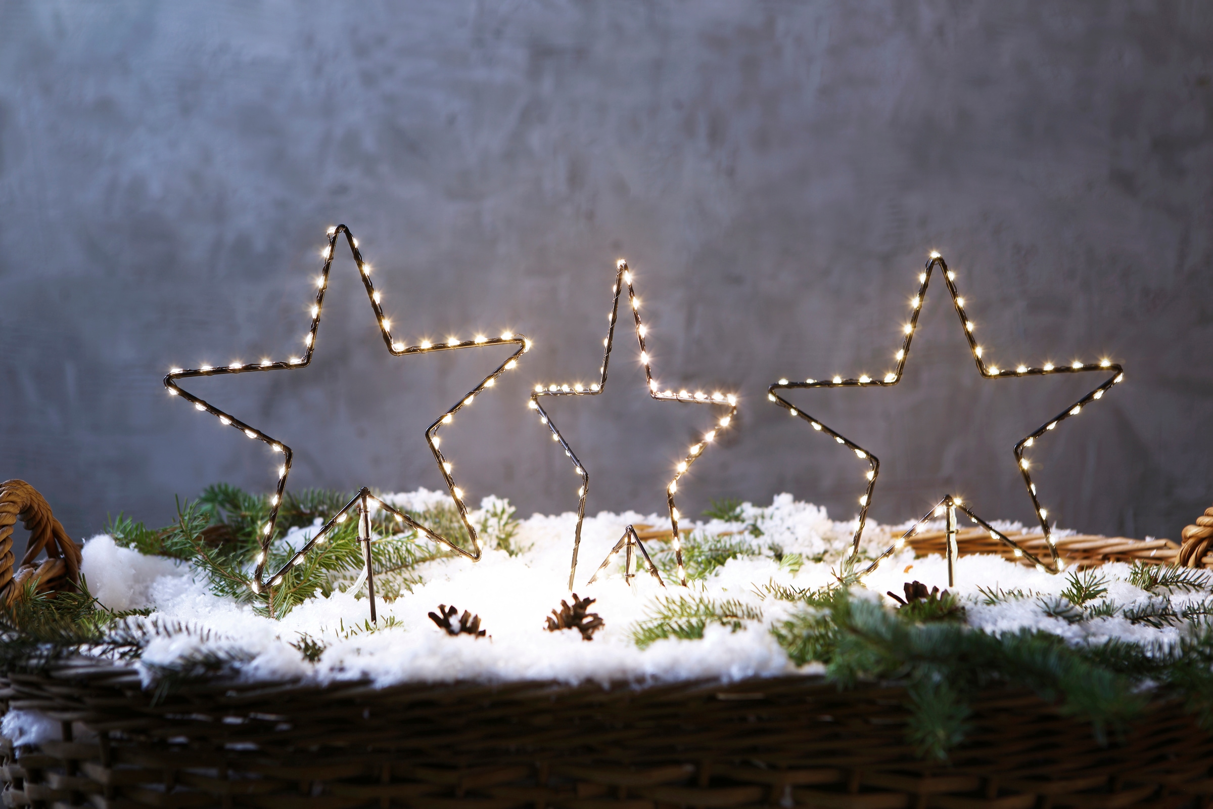 AM Design LED Stern, Gartenstecker, Weihnachtsstern, 3 Sterne, Weihnachtsdeko aussen