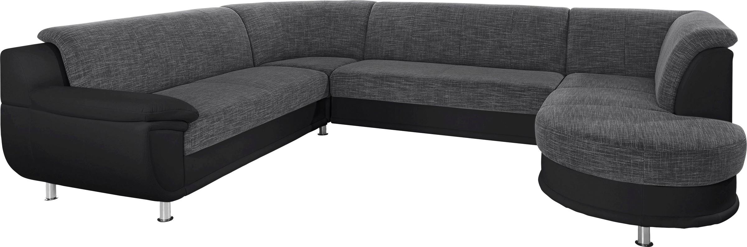 Thumbnail - TRENDMANUFAKTUR Wohnlandschaft "Rondo 3, zeitlos und modern, im Materialmix, U-Form" wahlweise für mehr Komfort mit Fede...