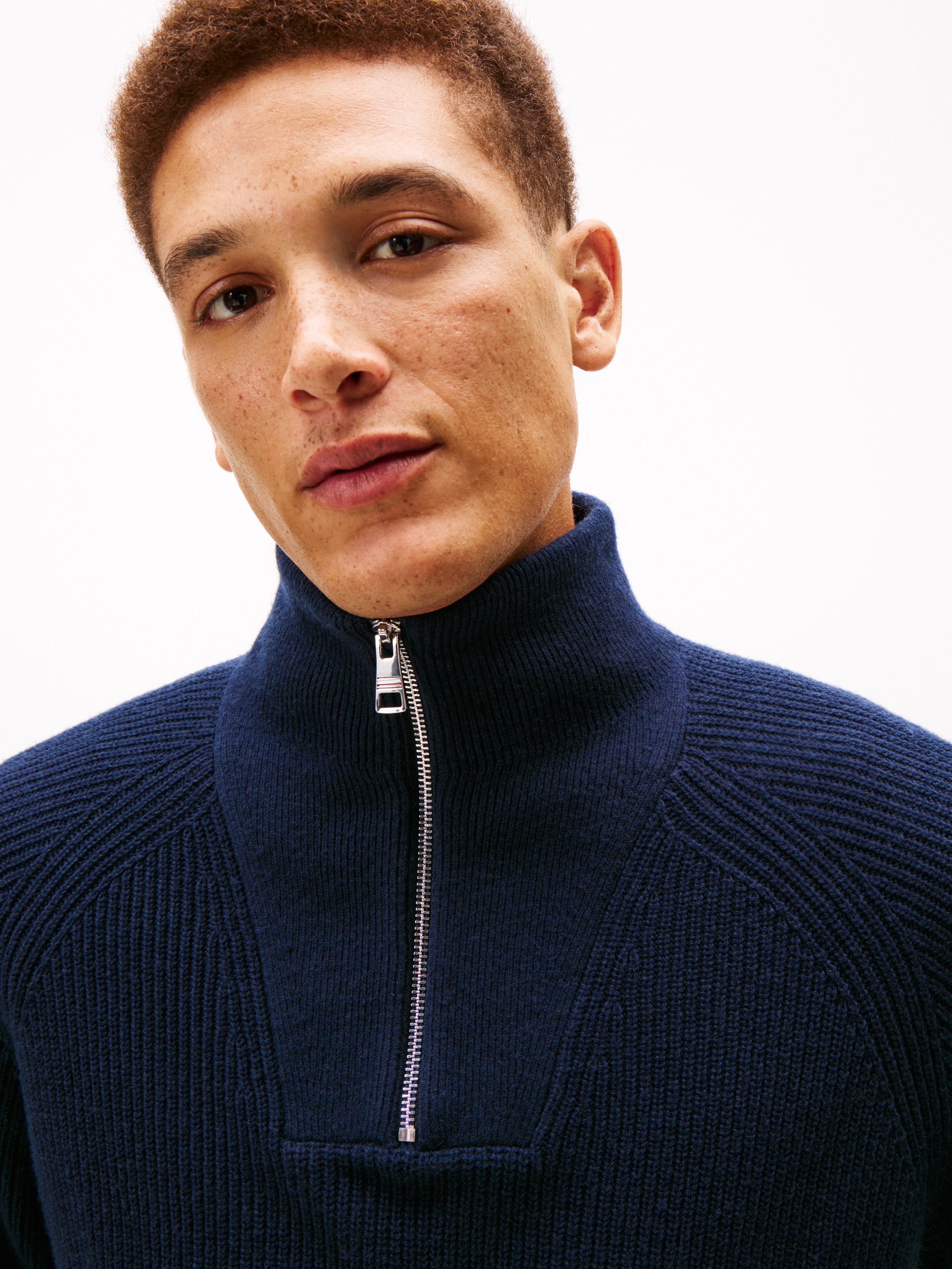 Tommy Hilfiger Troyer "FISHERMAN RIB ZIP MOCK" relaxed fit, Stehkragen mit günstig online kaufen