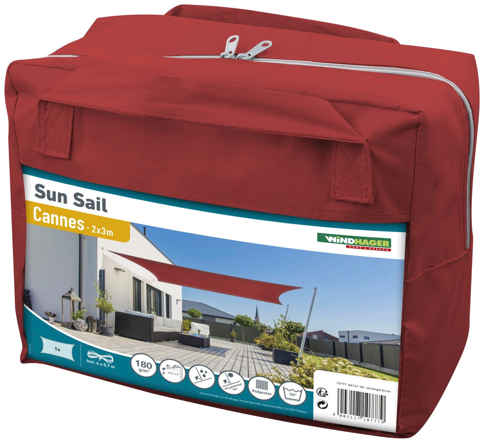 Windhager Sonnensegel »Capri Rechteck«, 2x3m, rot