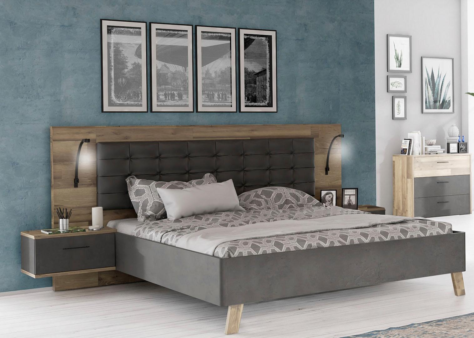 FORTE Bettanlage "Ricciano" Set, 3 Stk. tlg. mit 2 Nachttischen und Polster günstig online kaufen