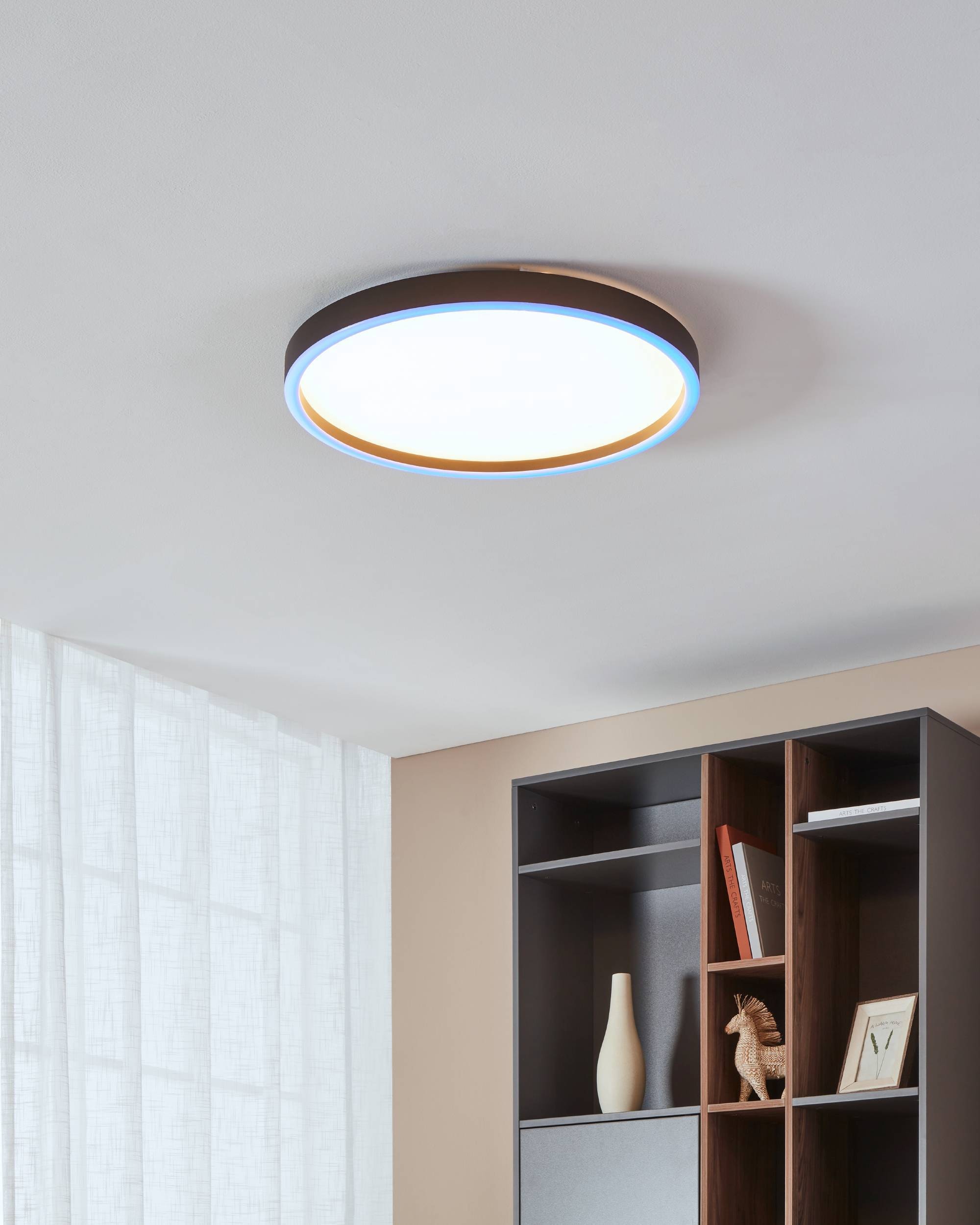 EGLO Deckenleuchte »Montemorelos-Z Deckenlampe, ZigBee 3.0, Kristall-Effekt, Flurlampe« LED-Modul 1 Stk. Kaltweiß | RGB Wand-/Deckenleuchte - H7 x Ø57 cm - schwarz - 34,5W inkl.