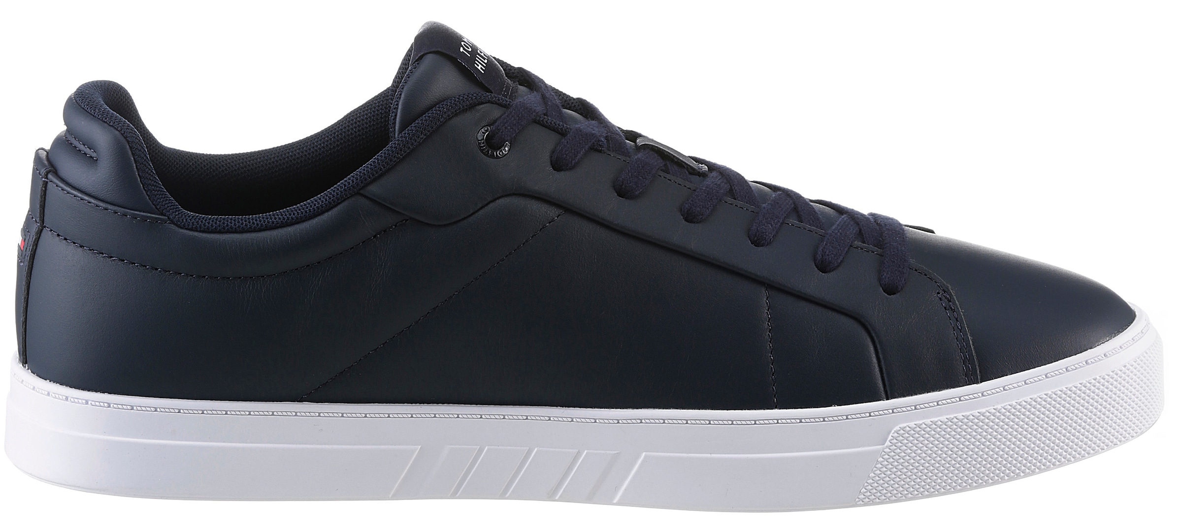 Tommy Hilfiger Sneaker »ICON COURT LTH STRIPES«, Schnürschuh, Freizeitschuh, Halbschuh mit gepolstertem Schaftrand