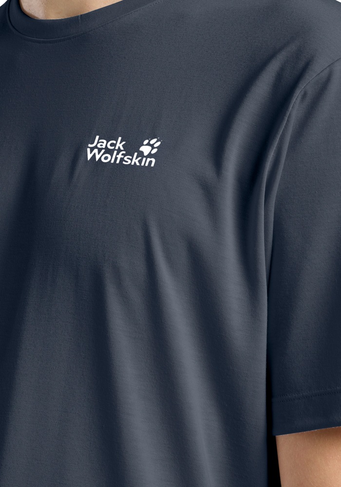 Funktionsshirt JACK WOLFSKIN "VONNAN S/S T M", Herren, Gr. M (50), midnight sky, Obermaterial: 100% Polyester, Shirts Funktionsshirt, für warme Temperaturen, atmungsaktiv, feuchtigkeitsregulierend 3