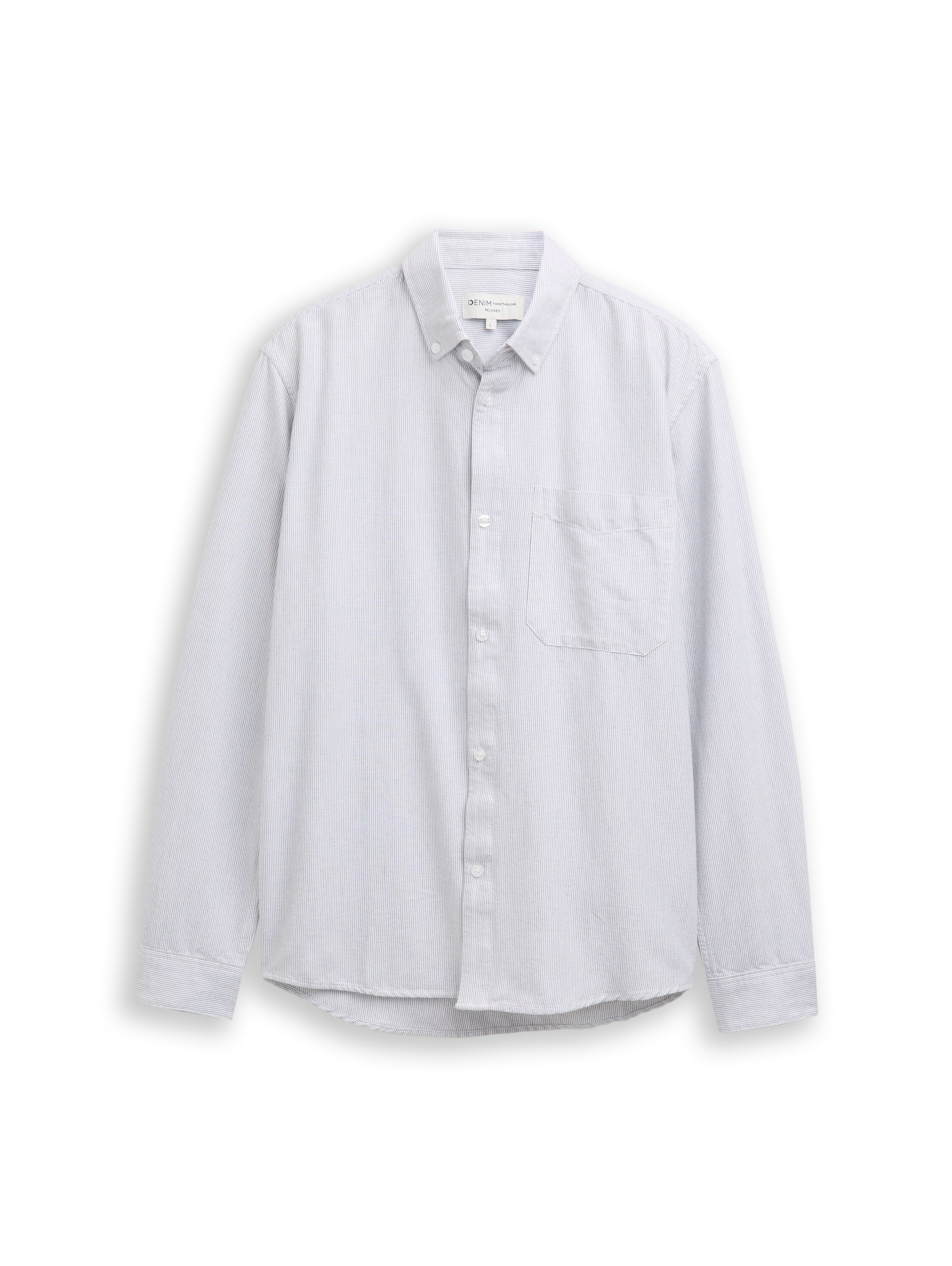 TOM TAILOR Denim Langarmhemd gestreift, mit Button-down-Kragen