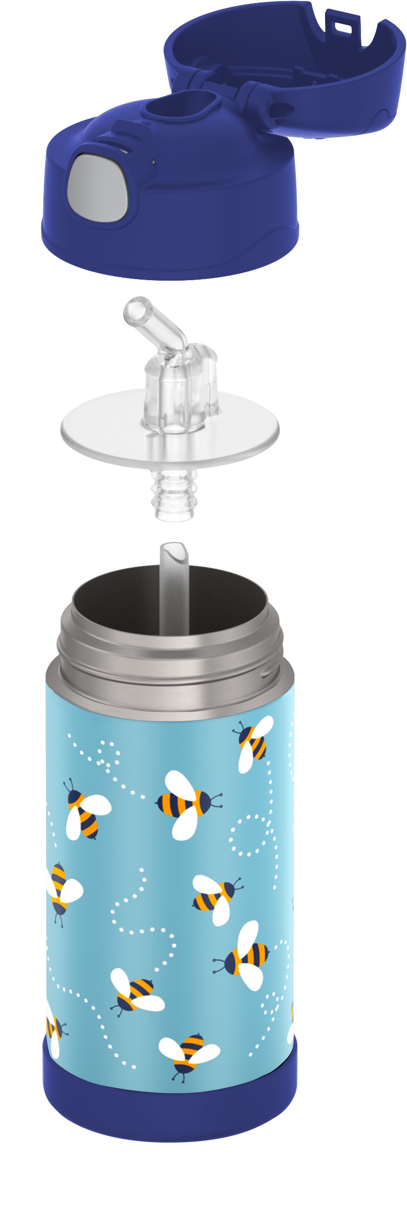 THERMOS Isolierflasche »FUNTAINER STRAW BOTTLE, doppelwandiger Edelstahl, spülmaschinenfest«, (1 tlg.), 0,35l, mit Silikonstrohalm, absolut dicht