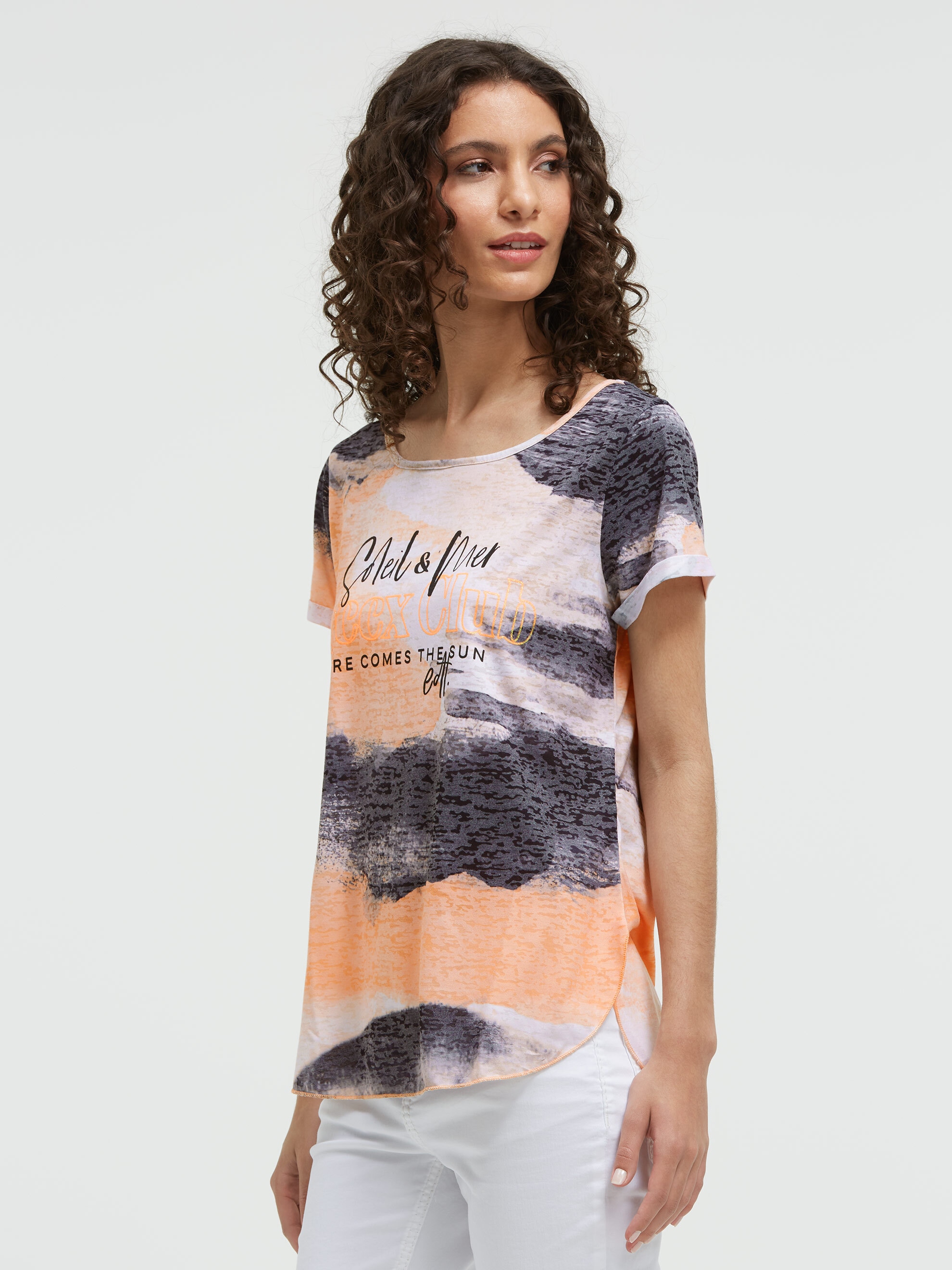 SOCCX Rundhalsshirt mit Seitenschlitze