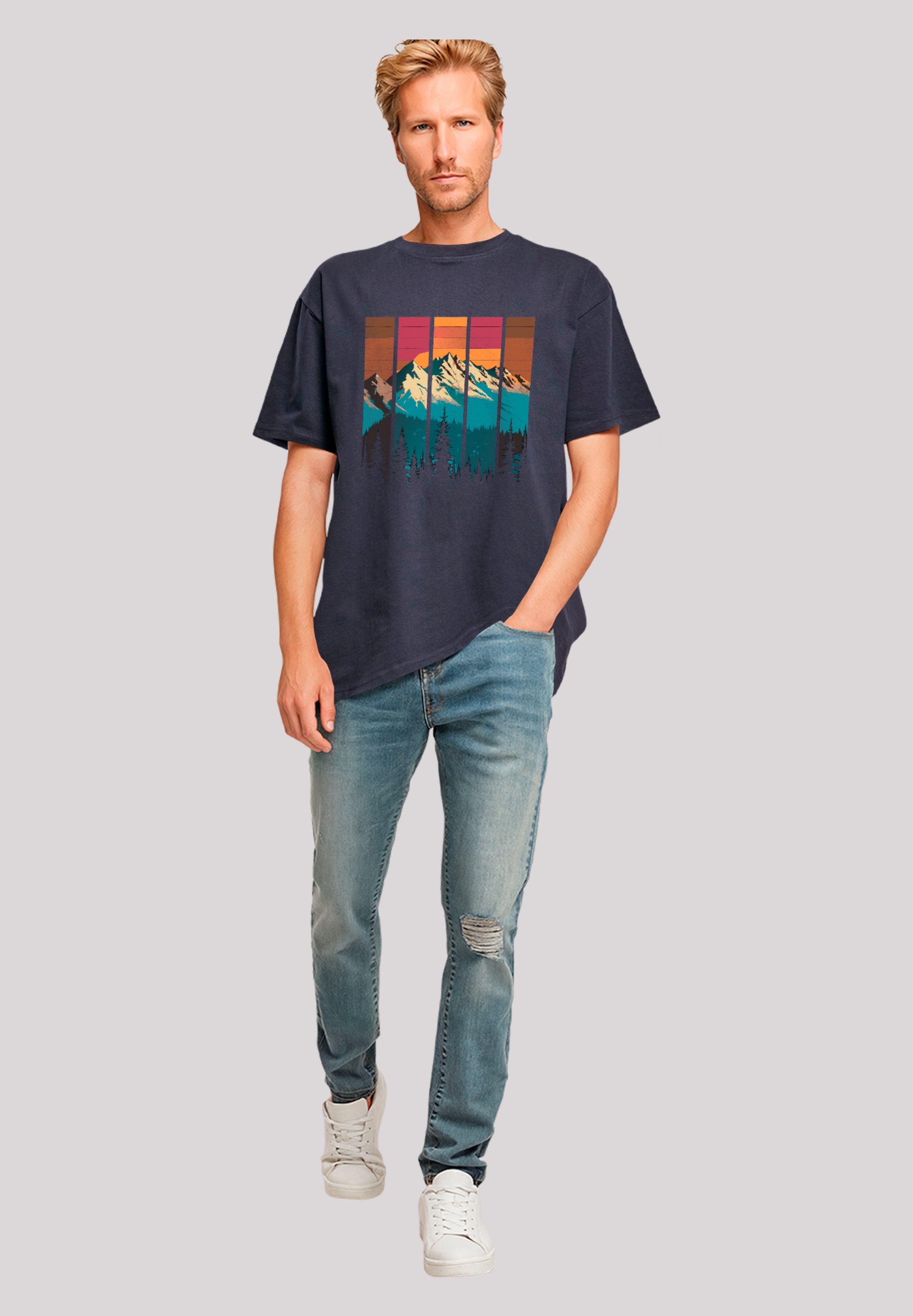 F4NT4STIC T-Shirt »Berg Sonnenuntergang Retro«, Premium Qualität