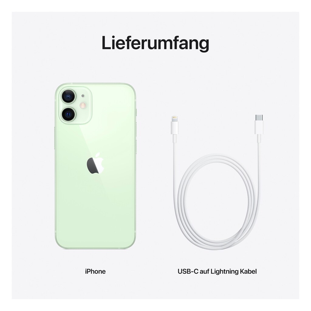 Apple Smartphone »iPhone 12 mini«, grün, 13,7 cm/5,4 Zoll, 64 GB Speicherplatz, 12 MP Kamera, ohne Strom Adapter und Kopfhörer, kompatibel mit AirPods, Earpods