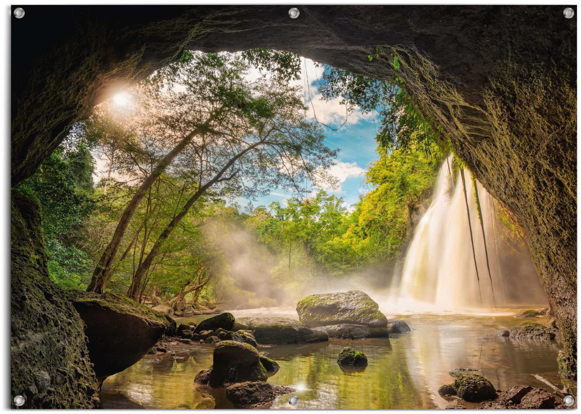 Reinders Poster "Steinhöhle", leichtes und wasserfestes Gartenposter für den Außeneinsatz