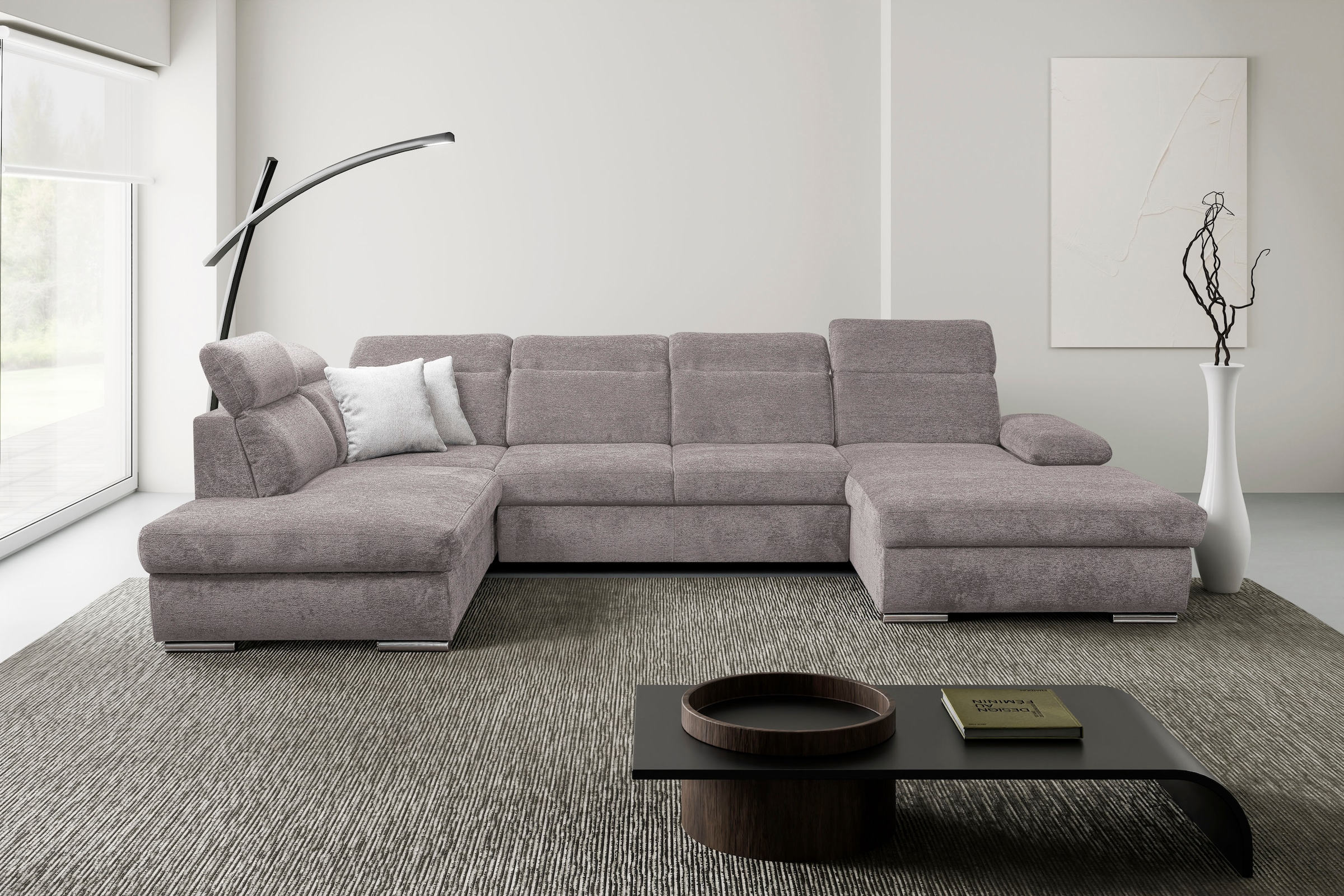 Wohnlandschaft WERK2, B:359cm H:86cm T:232cmbraun, 100% Polyester, Sofas, "Cordoba 359 x 232 cm inkl. Bettfunktion, modern und bequem, viel Platz",