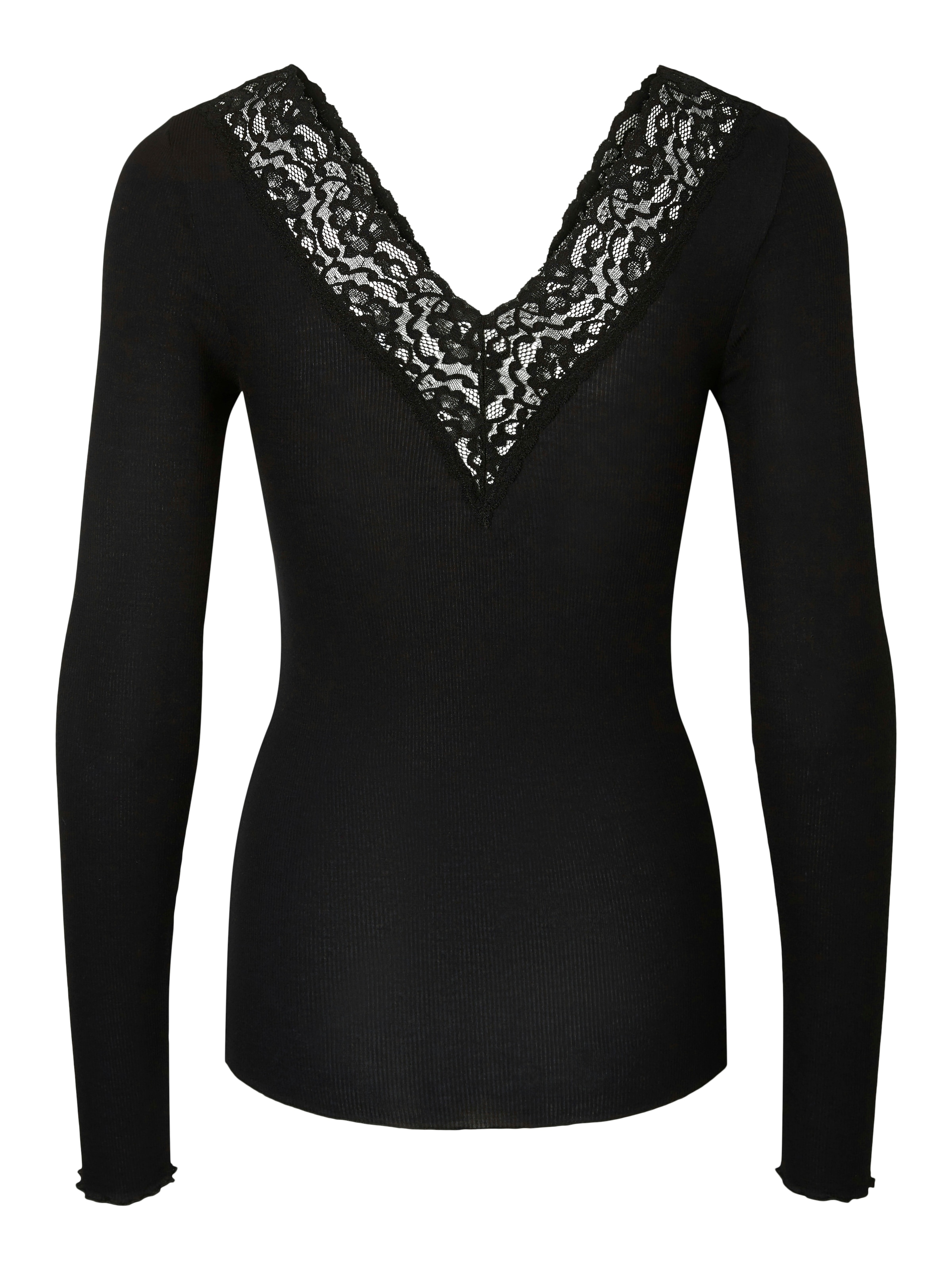 pieces Langarmshirt »PCSIRI LS TOP NOOS« mit Spitzenkante am Ausschnitt