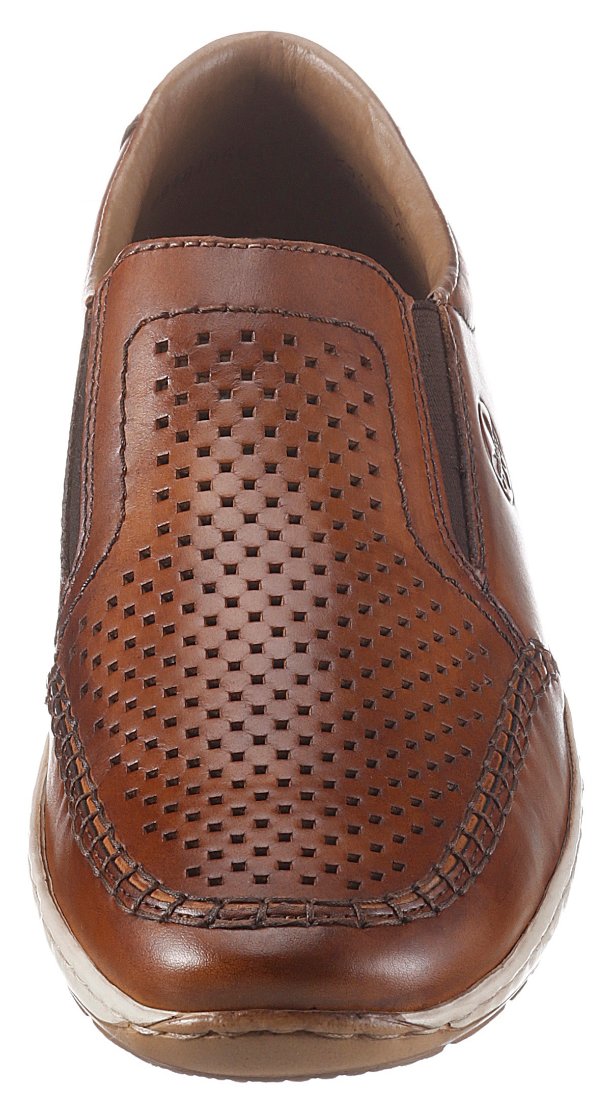 Rieker Slipper, Slip on Sneaker, Schlupfschuh, Loafer mit perforiertem Blatt