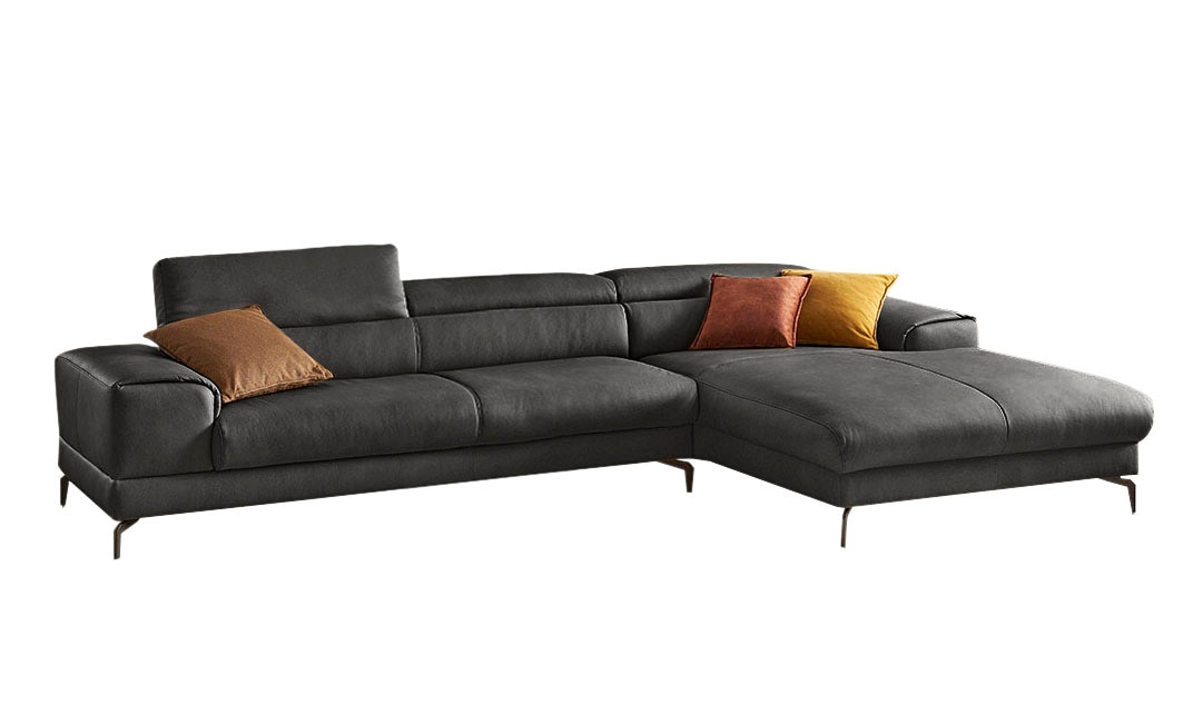 W.SCHILLIG Ecksofa »piedroo, Designsofa mit tollem Sitzkomfort, bequem und elegant, L-Form«, Kopfteilverstellung, wahlweise mit Sitztiefenverstellung, Breite 343cm