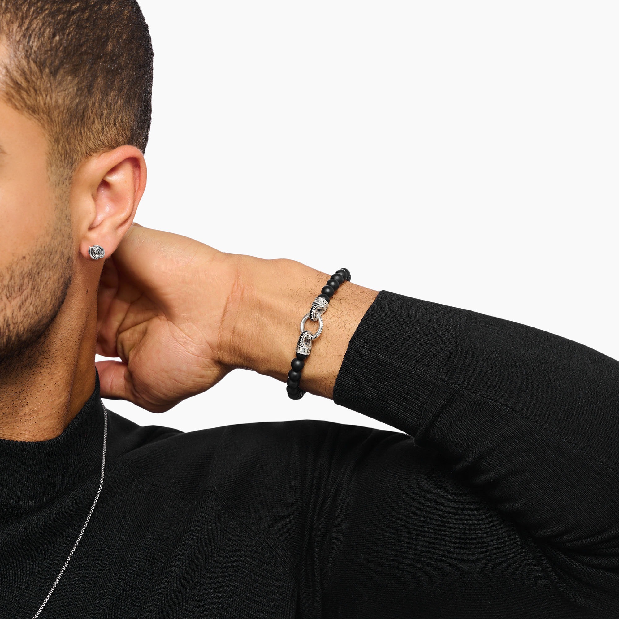 THOMAS SABO Armband »Bead Bracelet Obsidian, A2191-705-11-L21«, mit Zirkonia (synth.), Obsidian
