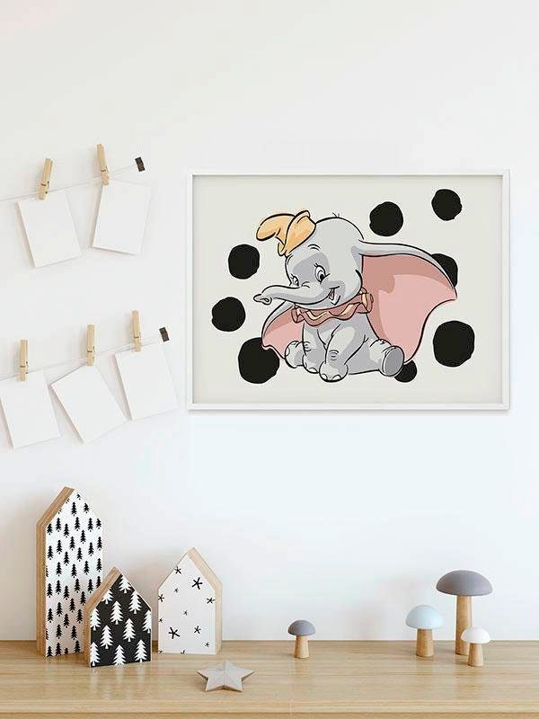 Komar Bild »Dumbo Dots Landscape« Disney 1 Stk. tlg. Wandbild zur Dekoration im Kinderzimmer - ohne Rahmen