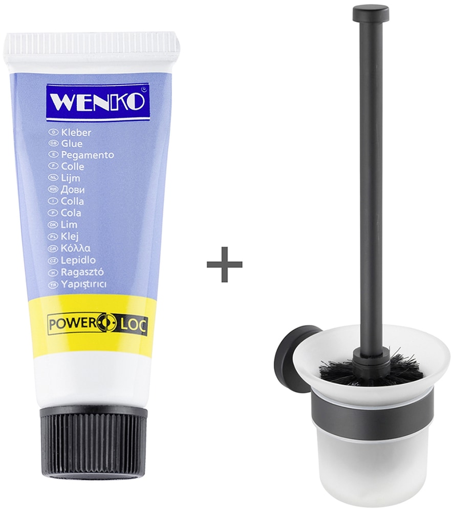 WENKO WC-Garnitur "Modell Bosio" inkl. Kleber, zur Wandbefestigung ohne Boh günstig online kaufen