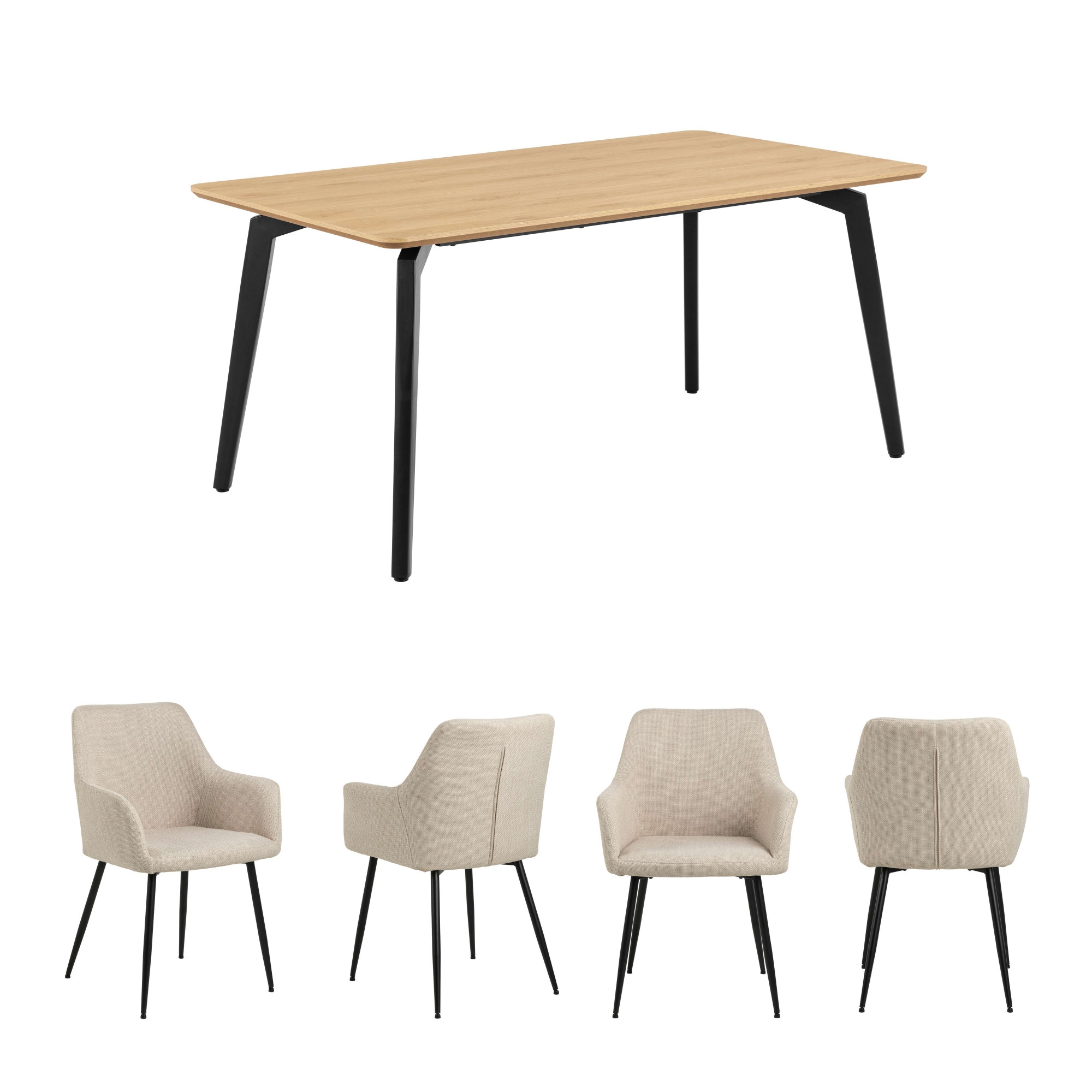 ACTONA GROUP Esszimmer-Set »Essgruppe, Speisetisch mit Wohnzimmerstühlen«, (Set, 5 St., 1x Tisch + 4x Stühle), 1x Tisch + 4x Stühle