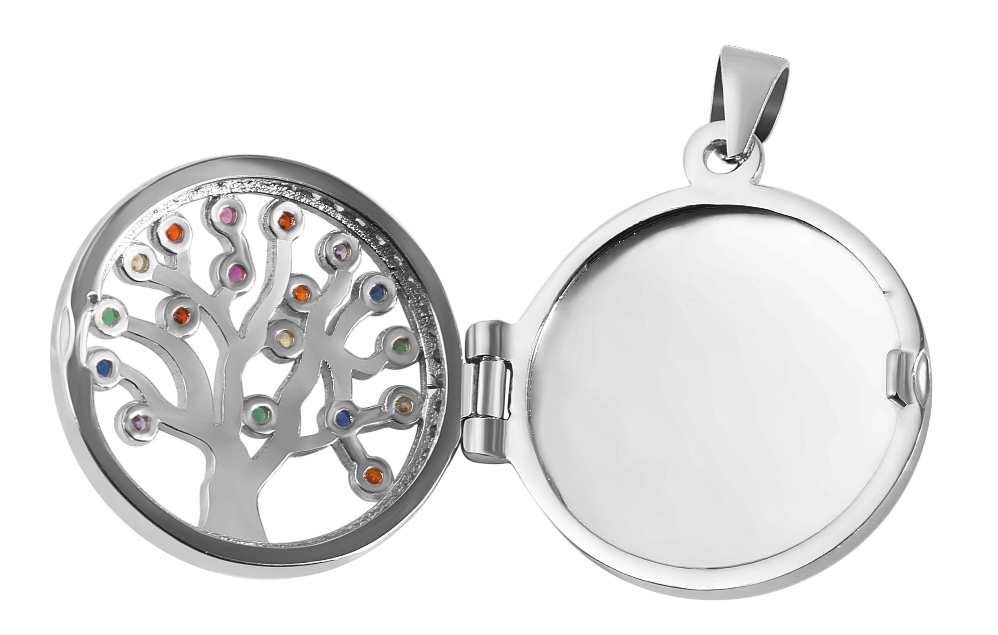 Adelia´s Medallionanhänger »Anhänger – Lebensbaum Medaillon aus 925 Silber mit Zirkonia«  Perfekt als Geschenk zum einfach so