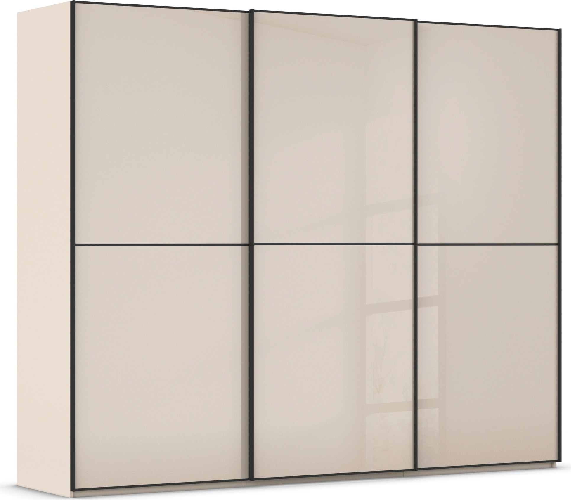 rauch Schwebetürenschrank "Kleiderschrank Schrank Garderobe Schlafzimmerschrank SCALE-DUO" edle zweigeteilte Türen Glas-Front mit 3 Zierleisten MADE IN GERMANY