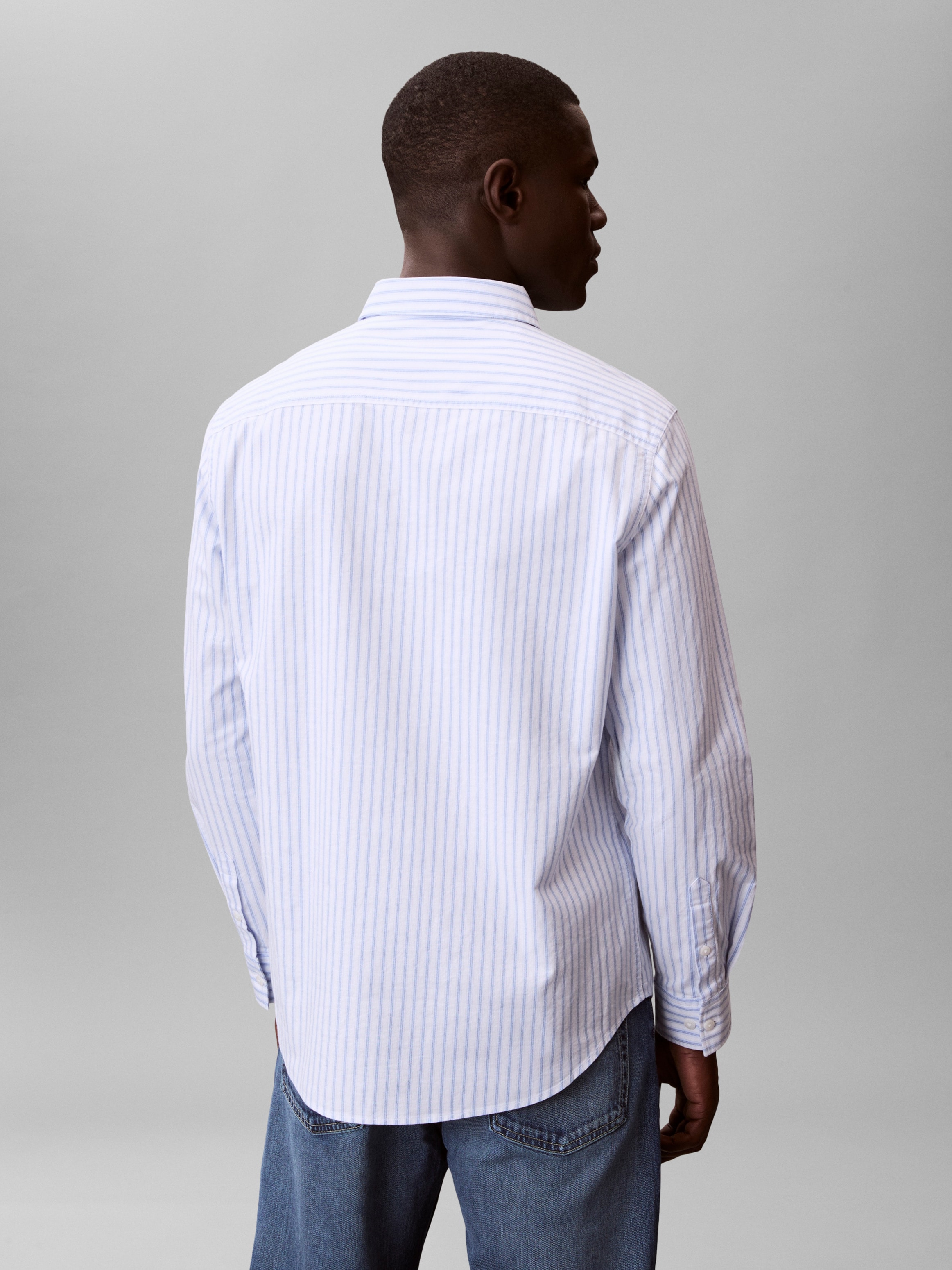 Calvin Klein Langarmhemd »STRIPE OXFORD CLASSIC SHIRT« Regular fit mit Rundhlsausschnitt