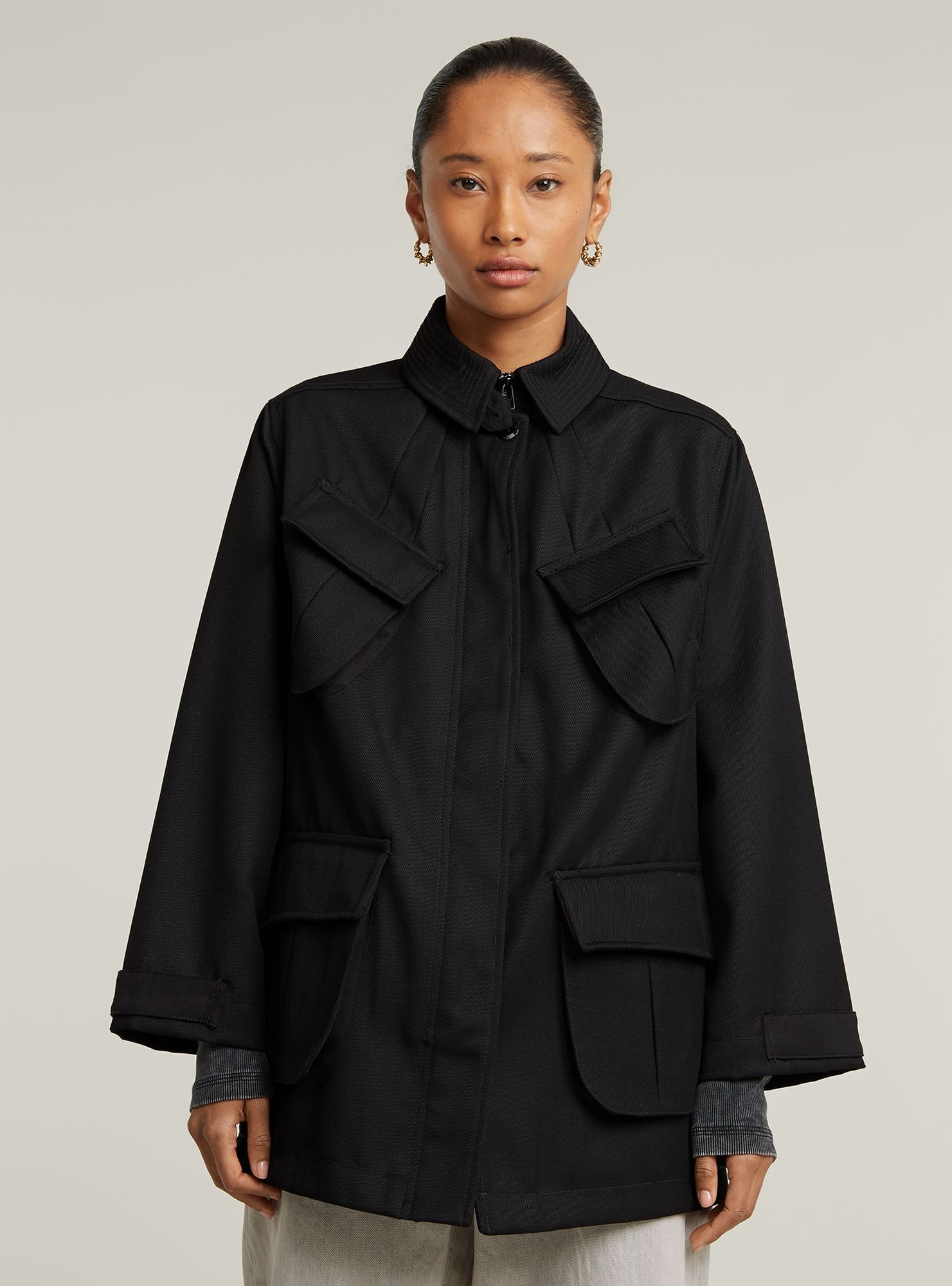 G-STAR Damen Outdoorjacke "Chisel A-Line Field Jacke"dk schwarz, Gr. XL, Obermaterial: 50% Polyester, Jacken