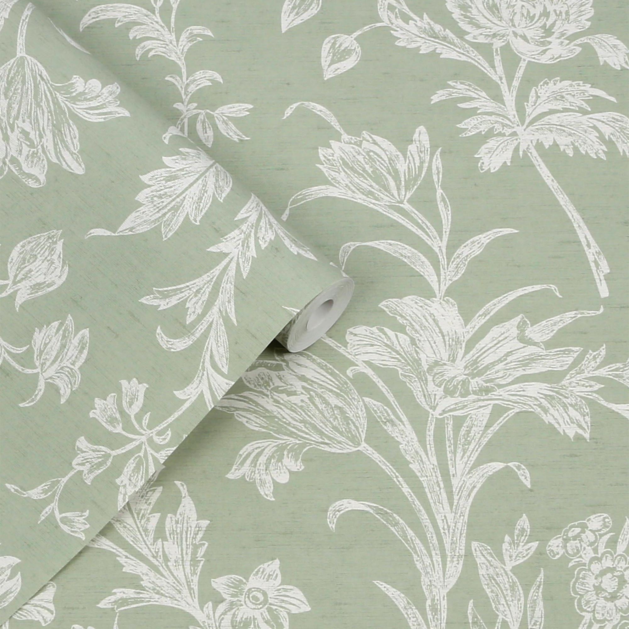 Papier peint intissé Laura Ashley Lloyd Sage 1005 x 52cm Vert