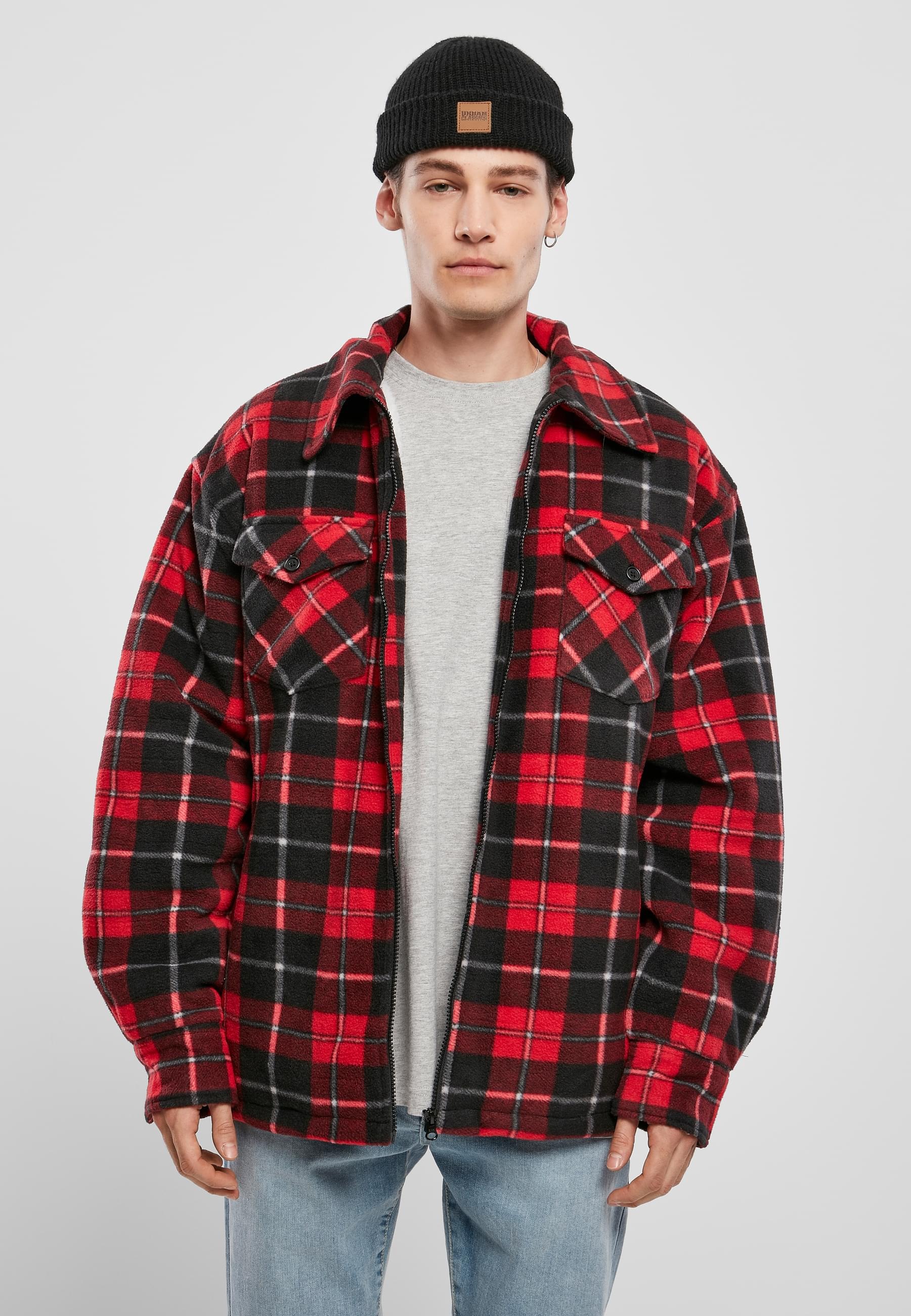 URBAN CLASSICS Allwetterjacke »Urban Classics Herren Plaid Teddy Lined Shirt Jacket«, (1 St.), ohne Kapuze