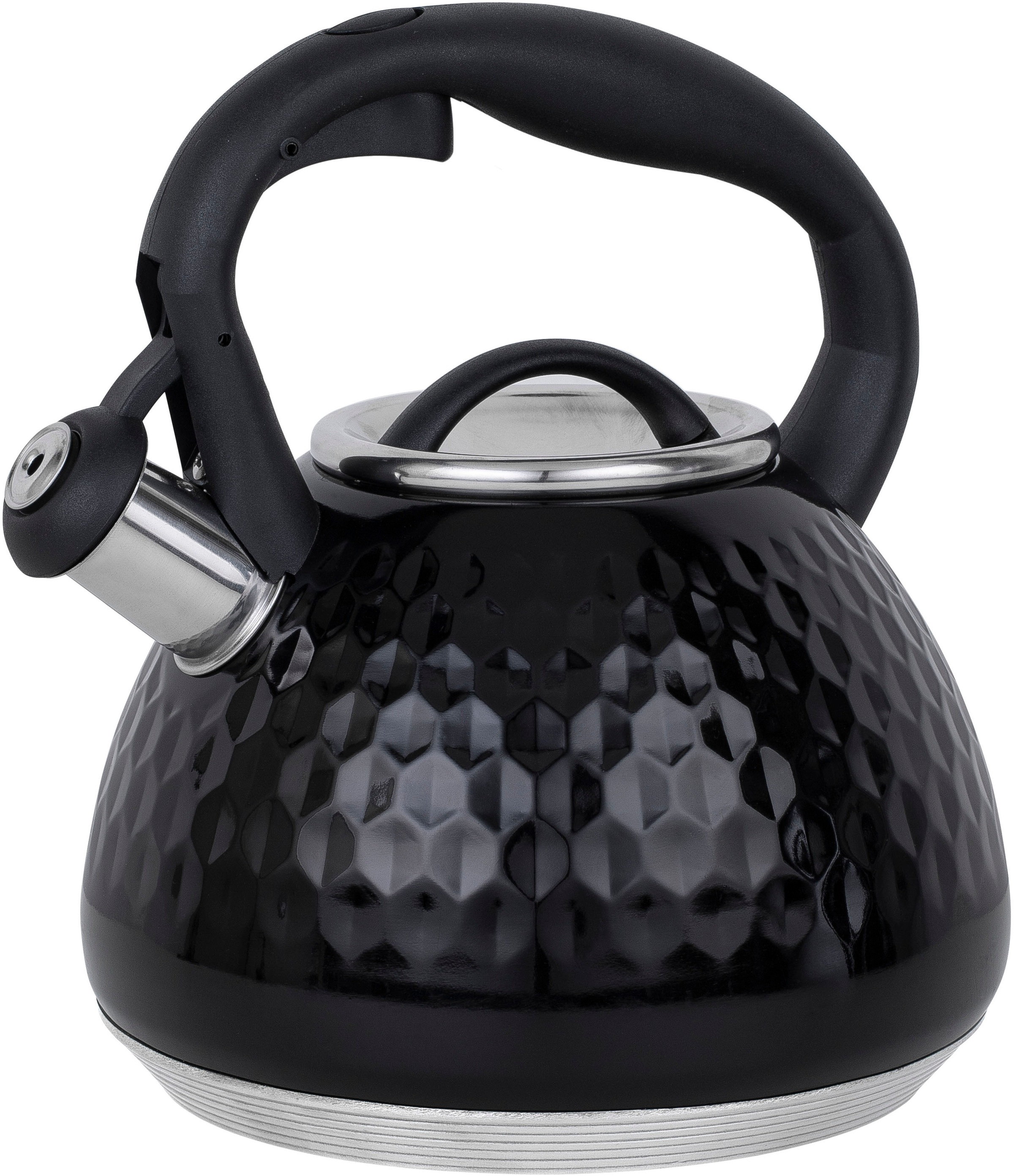 Wasserkessel "Aries, Flötenkessel 2,7 l, mit 3D-Design, im Geschenkkarton", 2,7 l + Ø 19,5cm + Höhe 24cm, schwarz, RESTO KITCHENWARE, Töpfe, mit