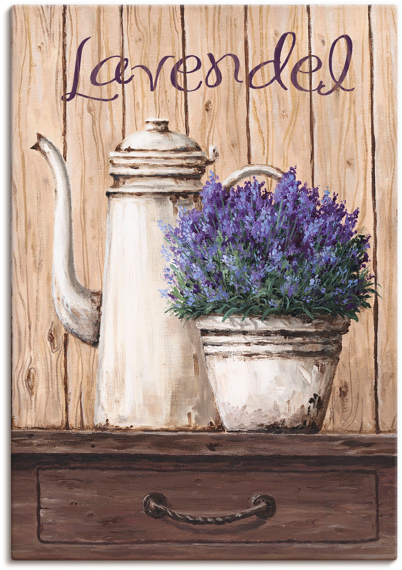 Artland Leinwandbild "Lavendel" Vasen & Töpfe 1 Stk. tlg. auf Holzrahmen gespannt