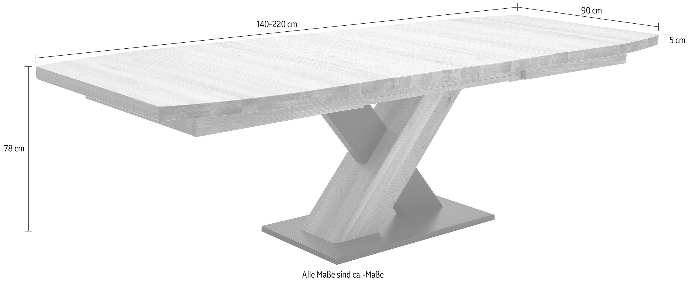 MCA furniture Esstisch »Mendoza«, Esstisch Bootsform mit X-Säule, ausziehbar