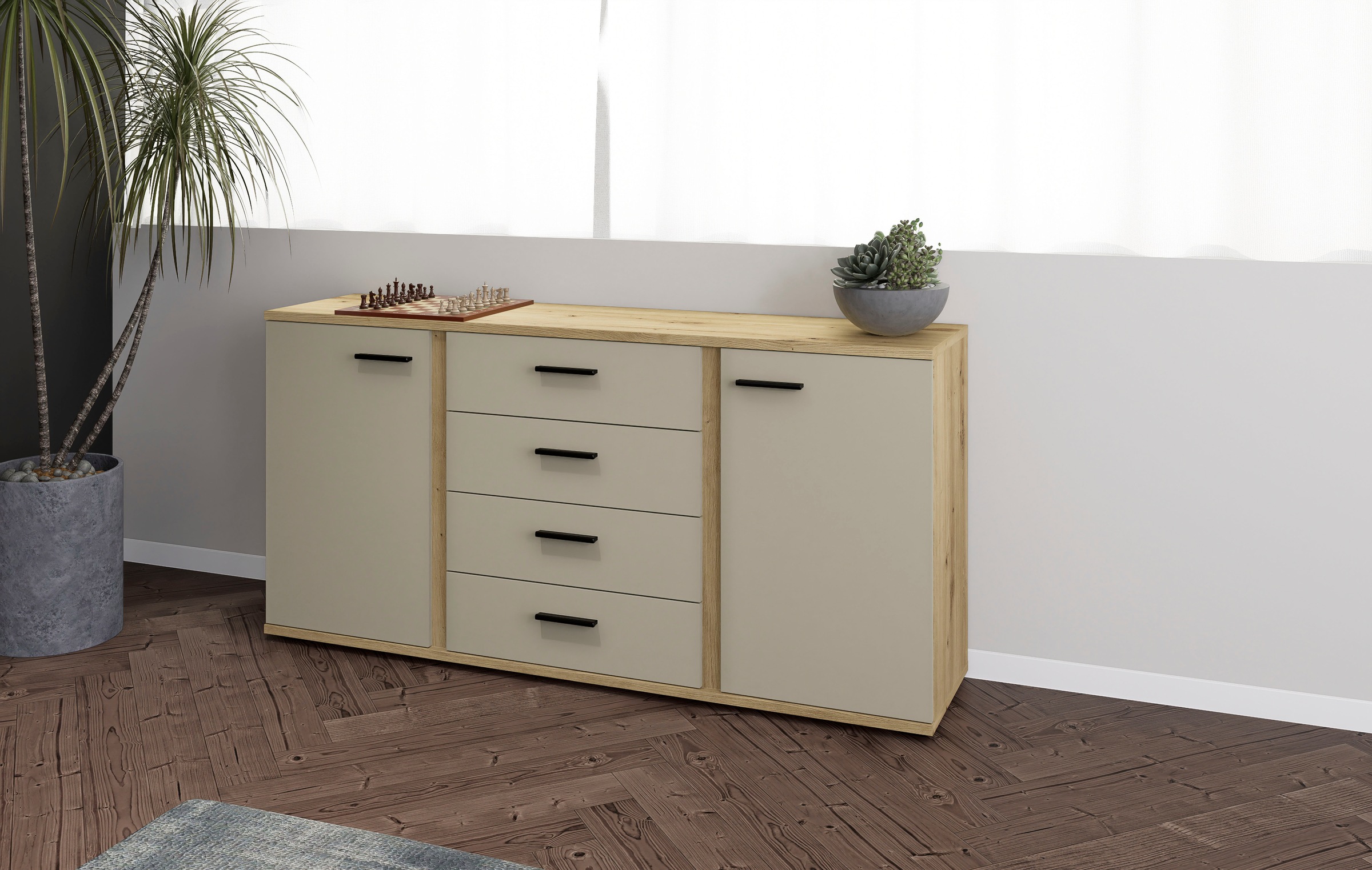 HBZ Sideboard »Kanada, BxHxT 170x84x40 cm«, (1 St.), Breite 170cm, Unterflurauszug, Melaminbeschichtung