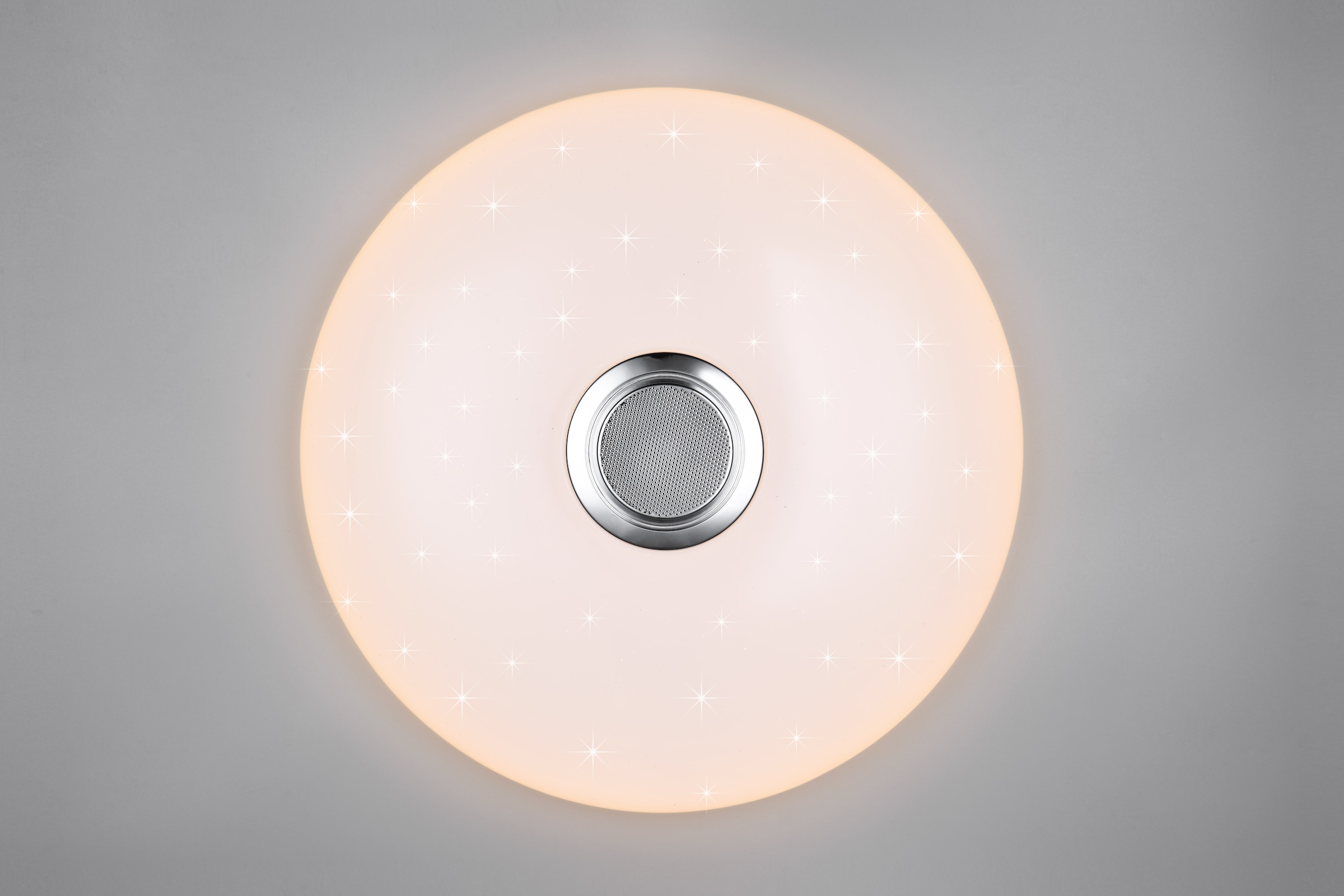 REALITY Leuchten LED Deckenleuchte »MUSICA, LED Deckenlampe mit Bluetooth Lautsprecher, Fernbedienung inkl«, 1 flammig, Leuchtmittel LED-Board | LED fest integriert, RGBW Farbwechsel mit Rainbow-Effekt, dimmbar, Timer, Starlight, Memory