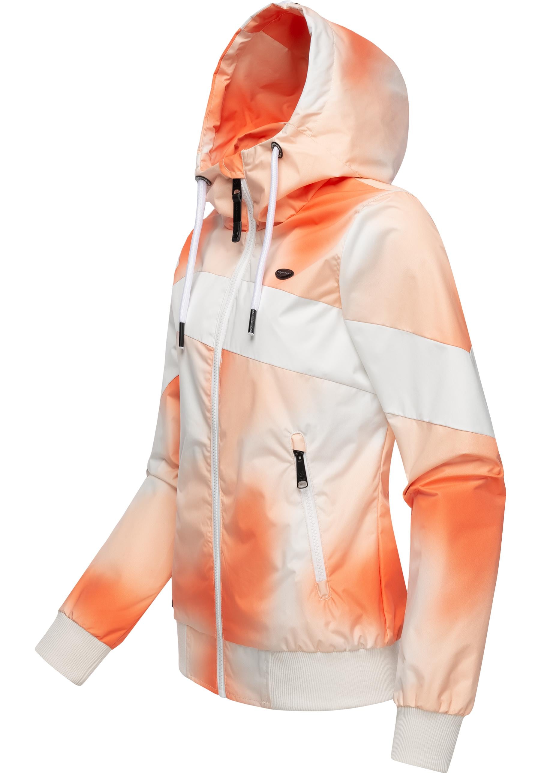 Ragwear Funktionsjacke »Nuggie Block Ombre Intl.«, mit Kapuze, Übergangsjacke mit auffälligem Batik-Muster