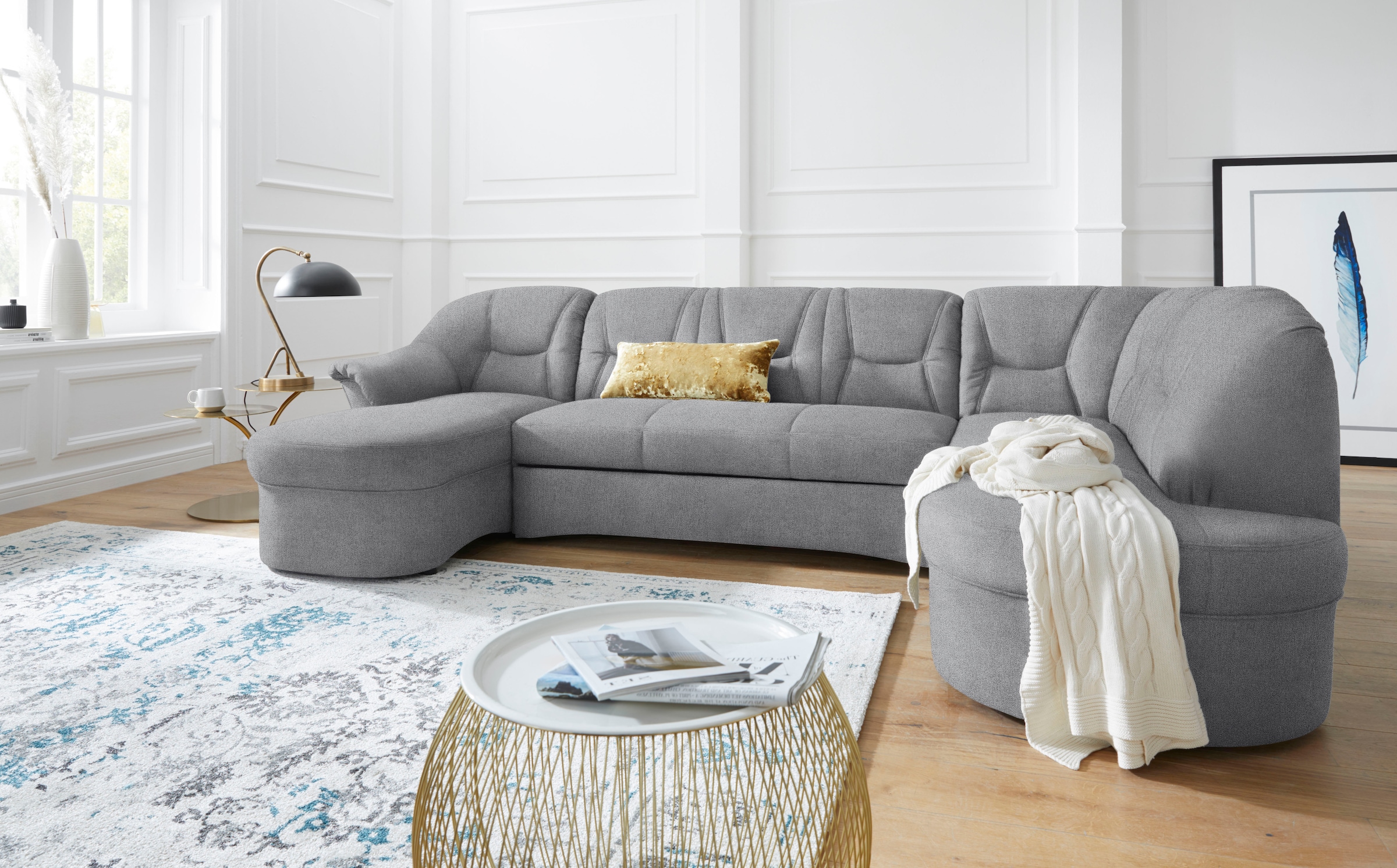 DOMO collection "SARAFINA 295x83x180 cm, auch mit Federkern für mehr Sitzkomfort" whlw. mit Bettfunktion, elegantes Design, U-Form