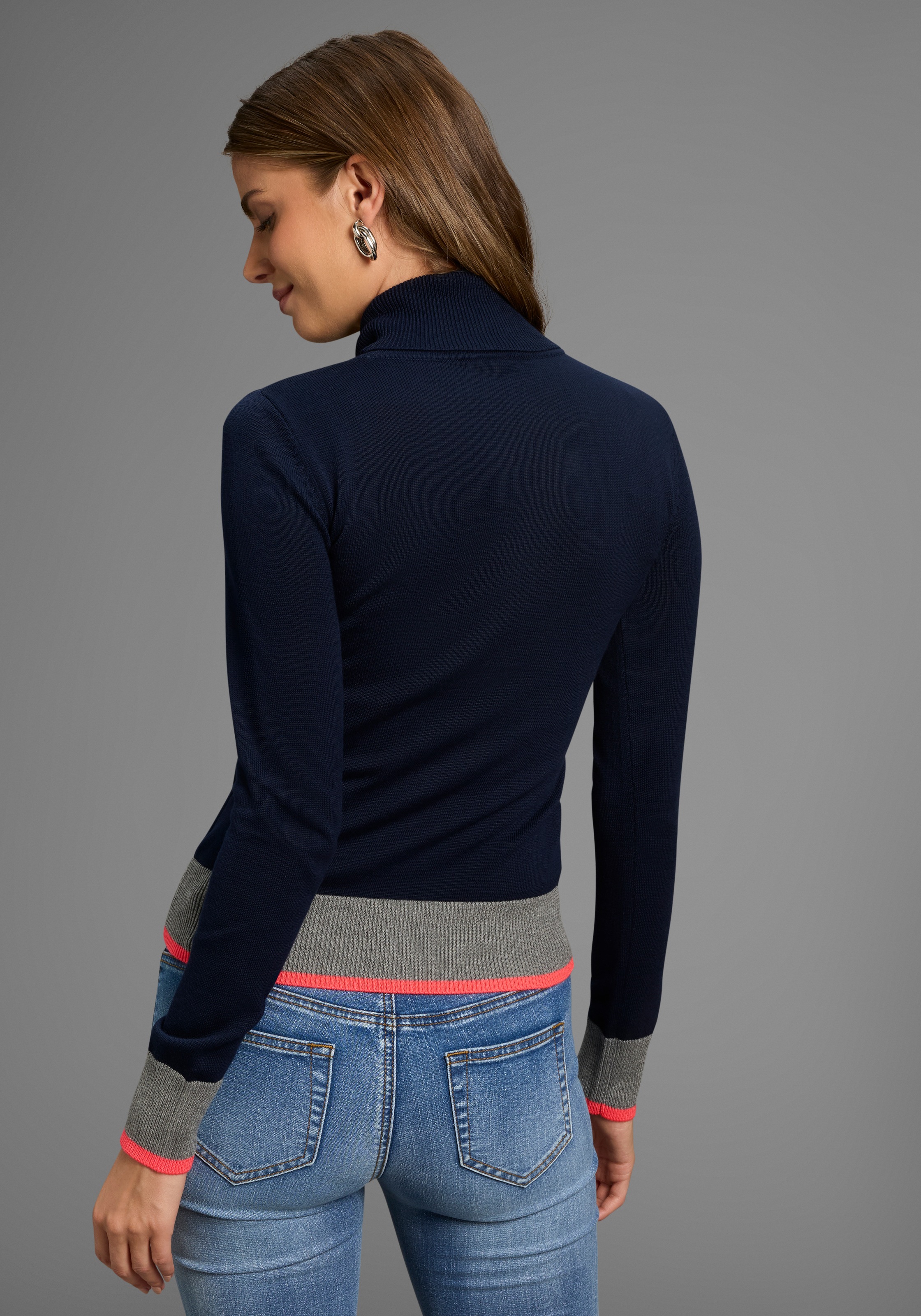 AJC Rollkragenpullover, mit Farbkontrasten