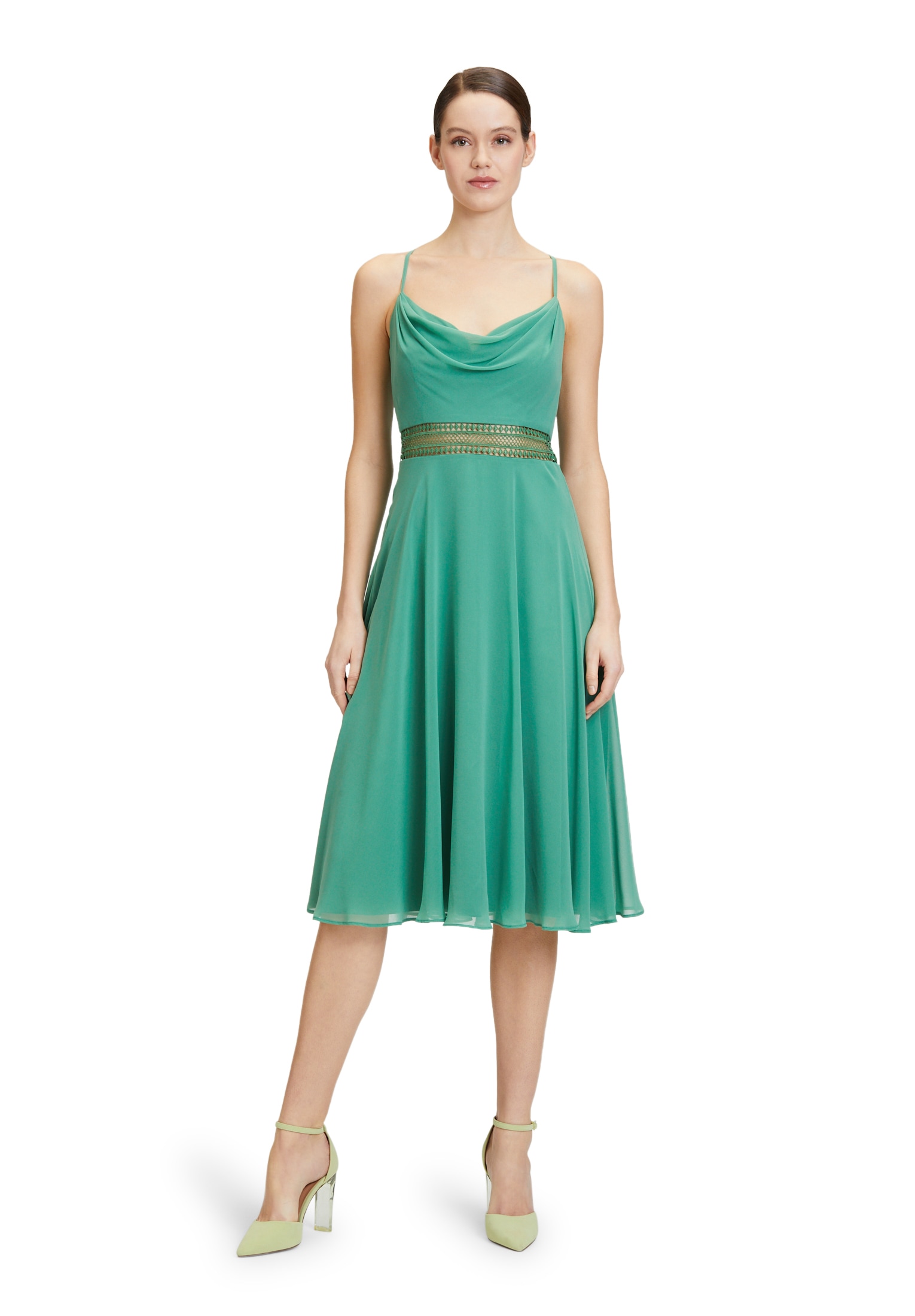 Vera Mont Cocktailkleid "Vera Mont Cocktailkleid mit Wasserfallausschnitt", Stickerei