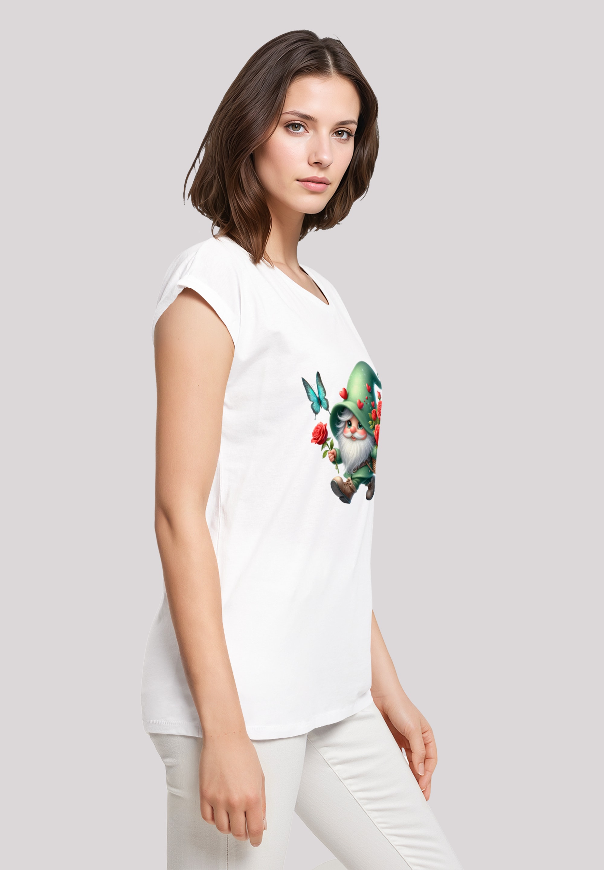 F4NT4STIC T-Shirt »Gnom Frühling Blumen Schmetterling«, Premium Qualität