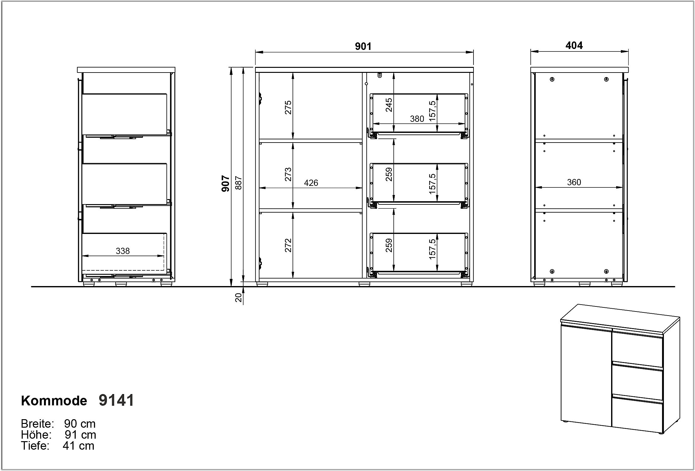 GERMANIA Kommode »Cormano« Breite 90 cm, verstellbare Böden, Soft-close, Made in Germany