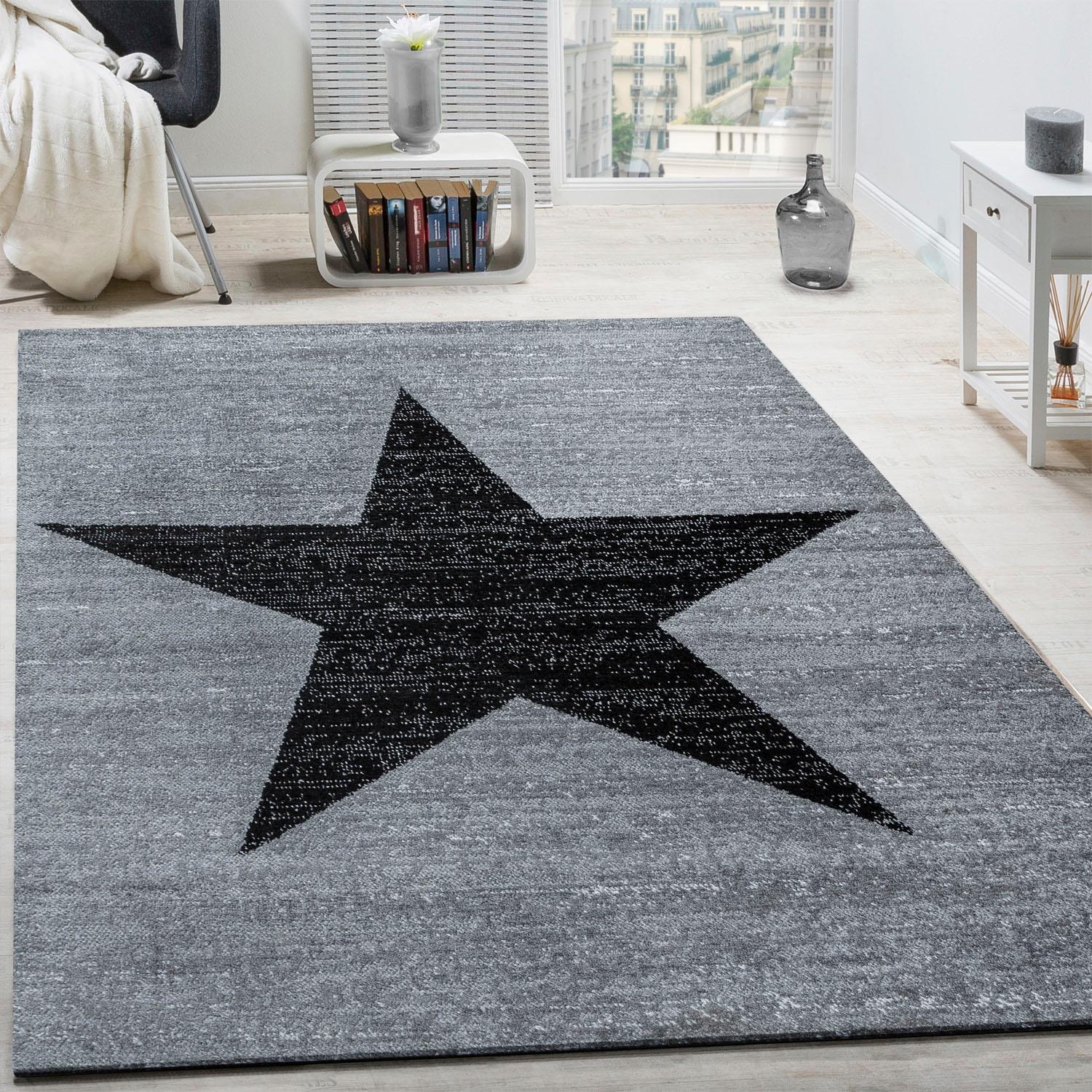 Paco Home Läufer »Fiesta 116«, rechteckig, 12 mm Höhe, Teppich-Läufer, Kurzflor, Motiv Sterne, ideal im Flur & Schlafzimmer