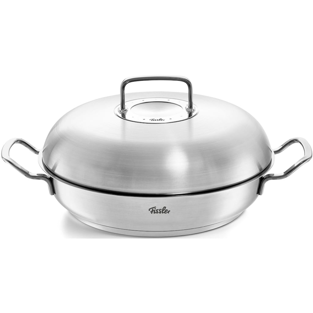 Fissler Servierpfanne »ORIGINAL-PROFI COLLECTION®«, Edelstahl 18/10, (2 tlg.), mit breitem Schüttrand, Kaltmetallgriffen. Made in Germany, Induktion