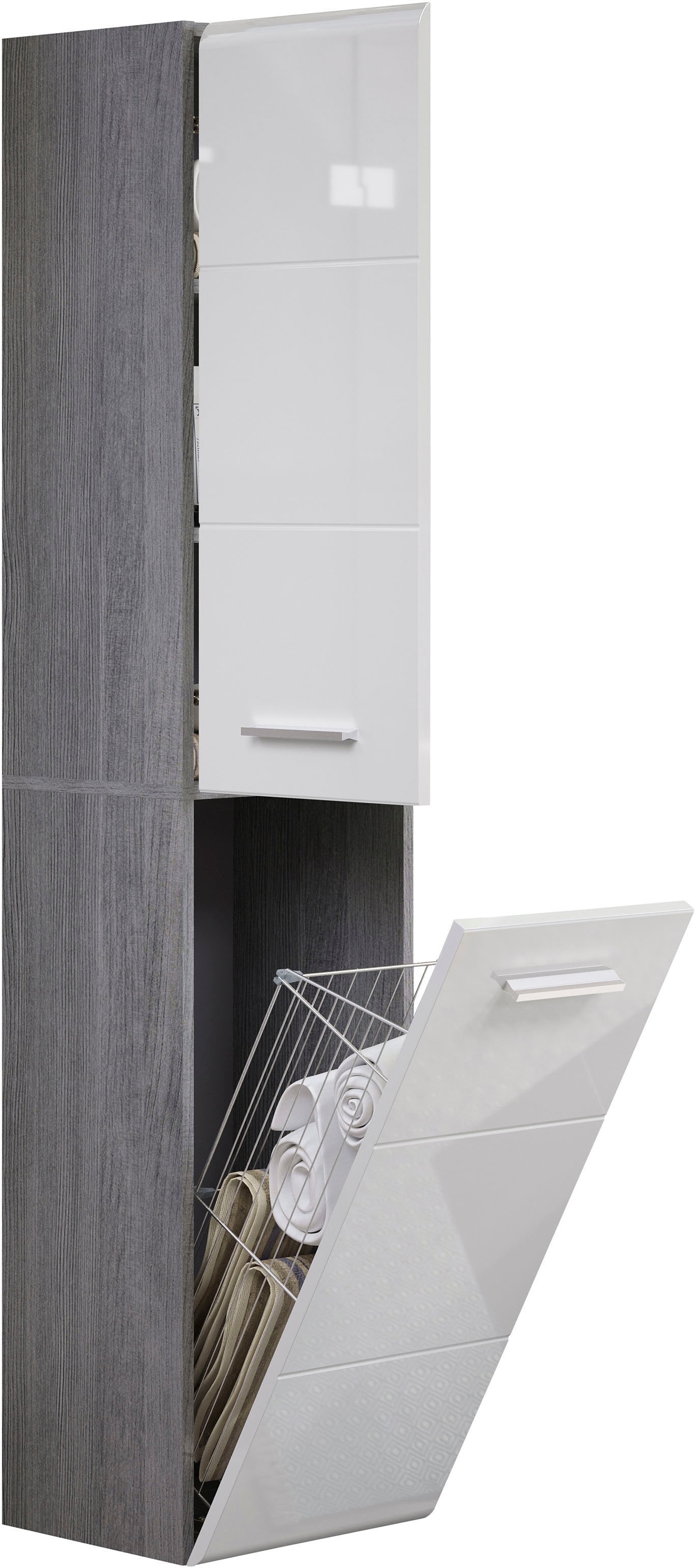 welltime Badmöbel-Set »Ravenna«, (3 St.), Badmöbel hängend Hochschrank, Waschtisch und Spiegelschrank in Weiß