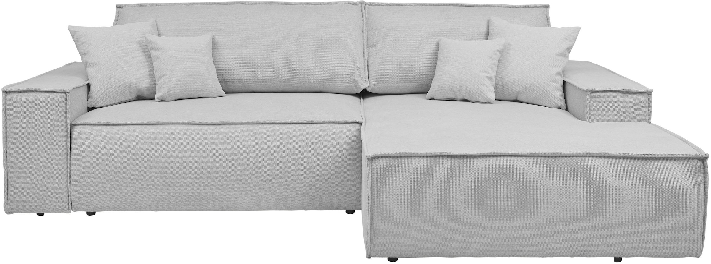 andas Ecksofa »Finnley Schlafsofa 267 cm in Bouclé, Struktur fein u. Cord, L-Form,«, Schlaffunktion m. Bettkasten (136/210 cm), Bouclé, Struktur und Cord